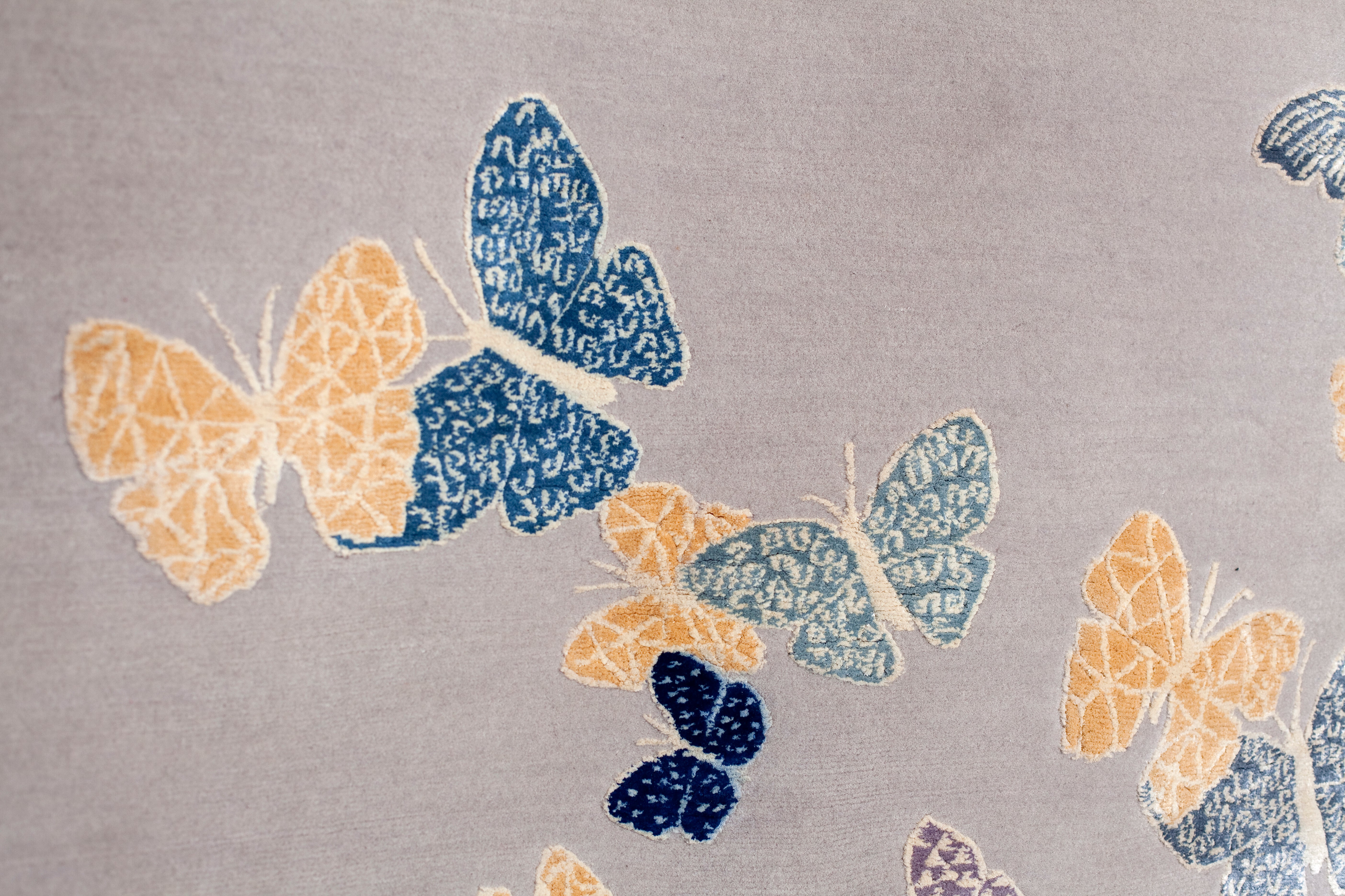 "Spirit in the Sky" - Beige Butterfly Rug in Wool and Silk - image 6