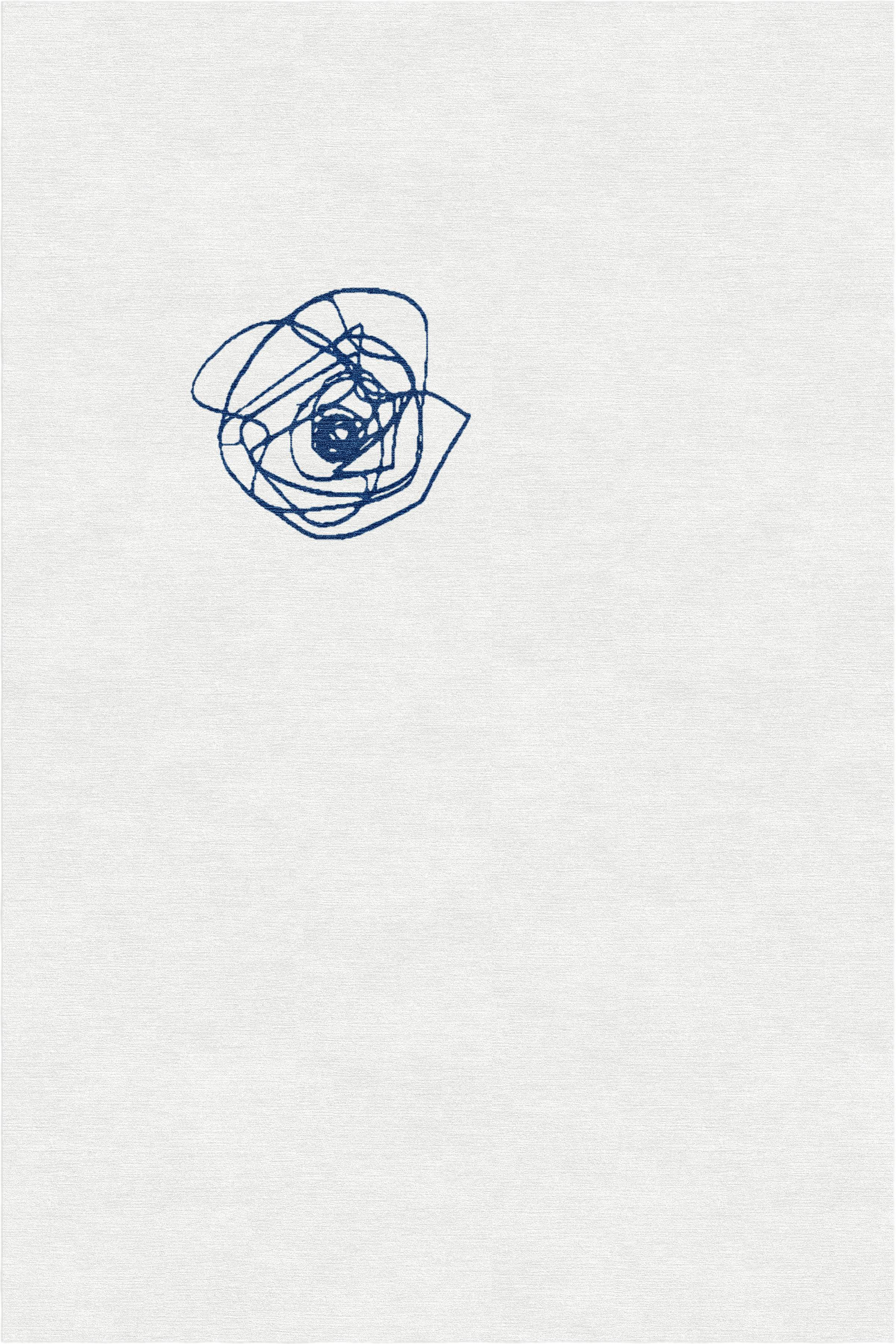"La Rosa" - White and Blue Handmade Wool Rug, La Rosa Collection - image 3