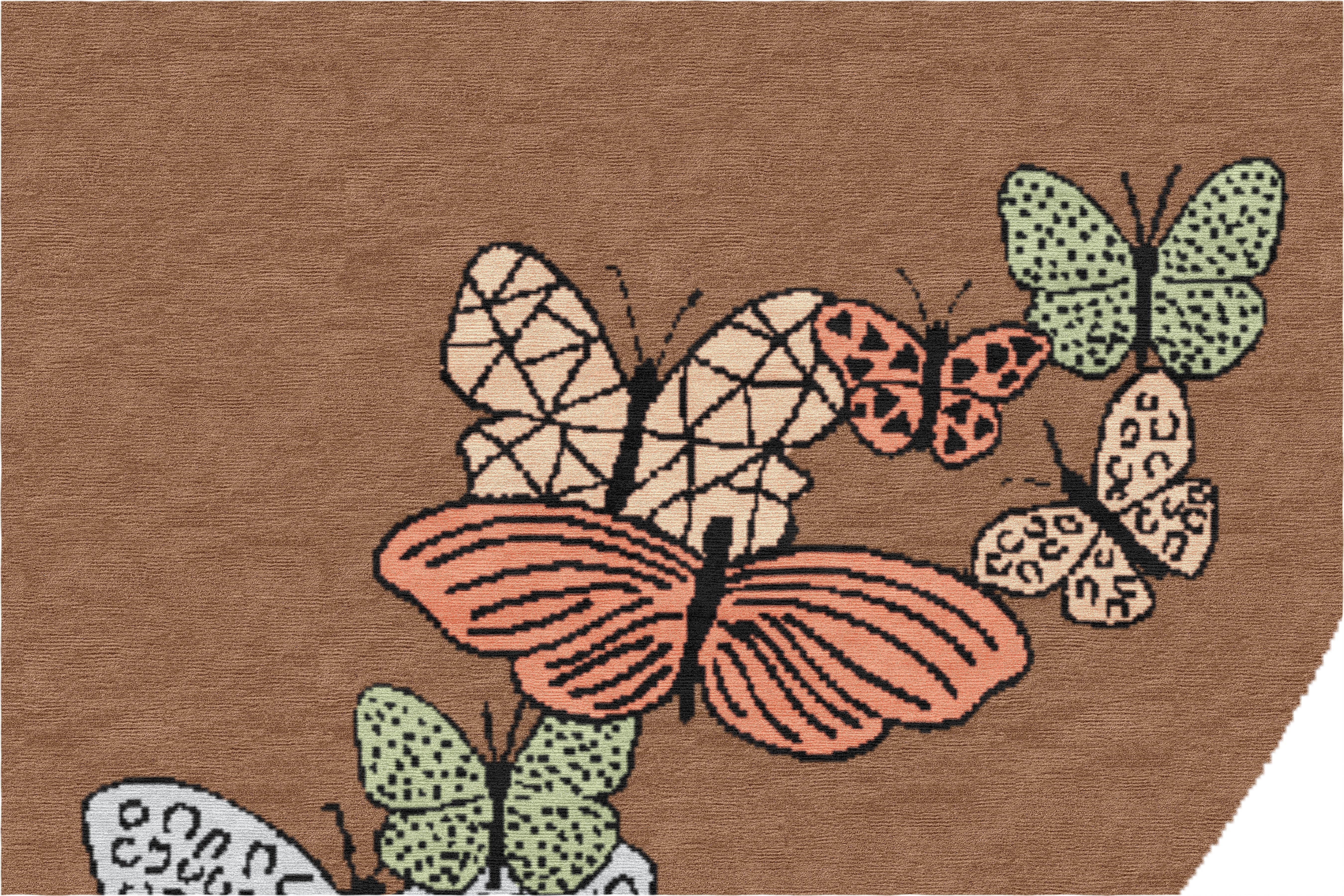 "Spirit in the Sky" - Light Brown Round Butterfly Rug in Wool - image 3