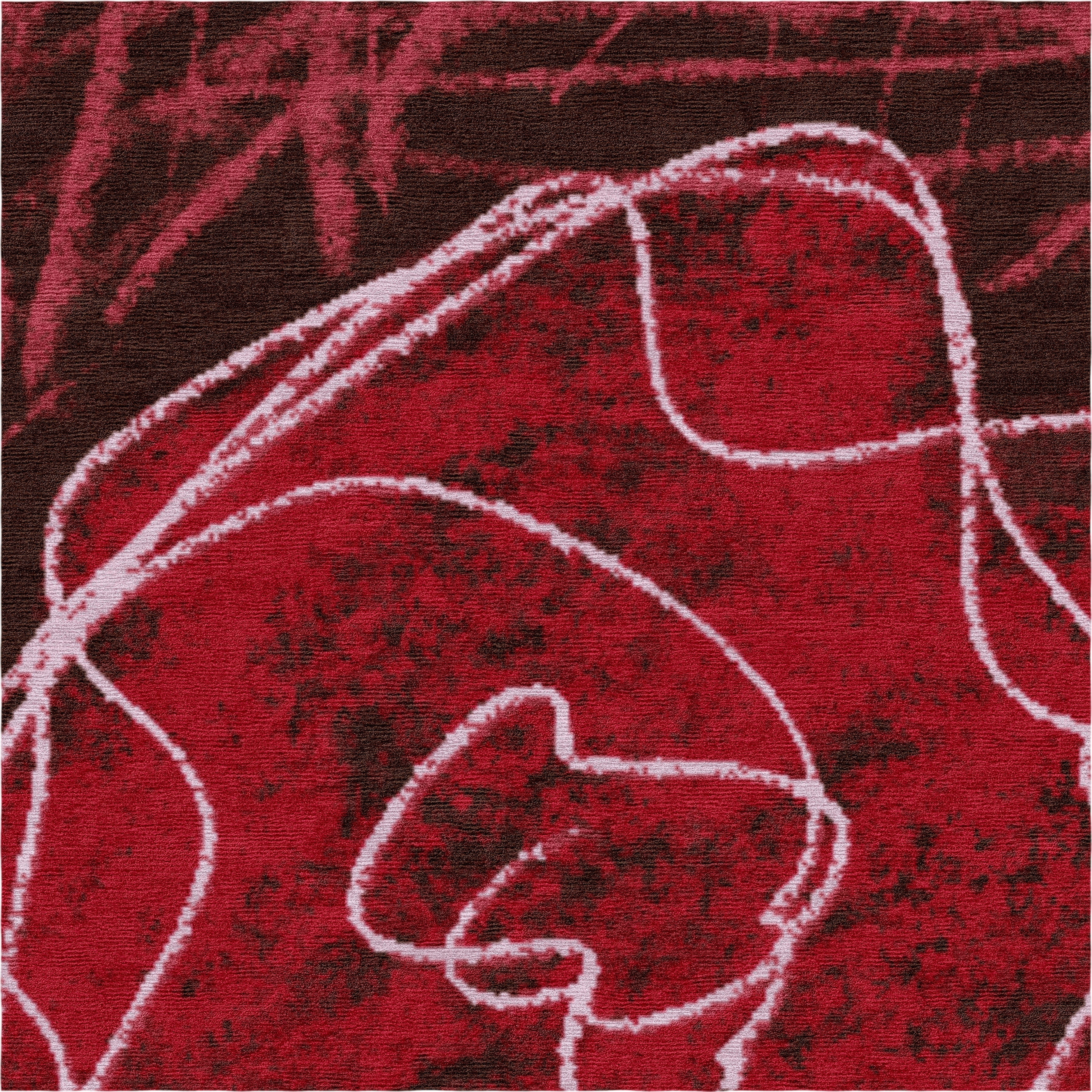 "Room for Ritual" - Radiant Red Hand-Knotted Floral Rug in Wool - image 4