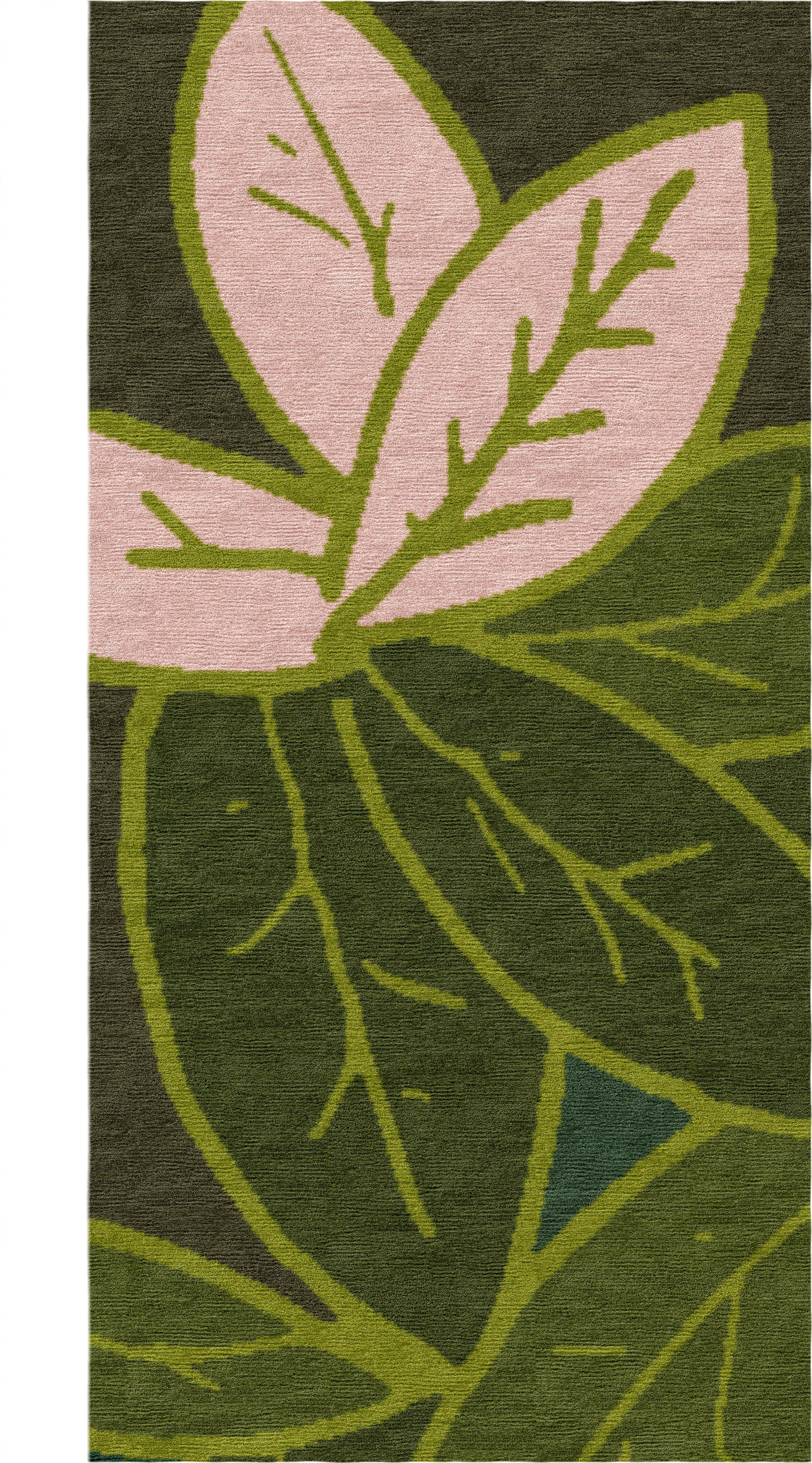 "The Turn" - Large Leaves L-Shaped Hand-Knotted Wool Runner - image 6