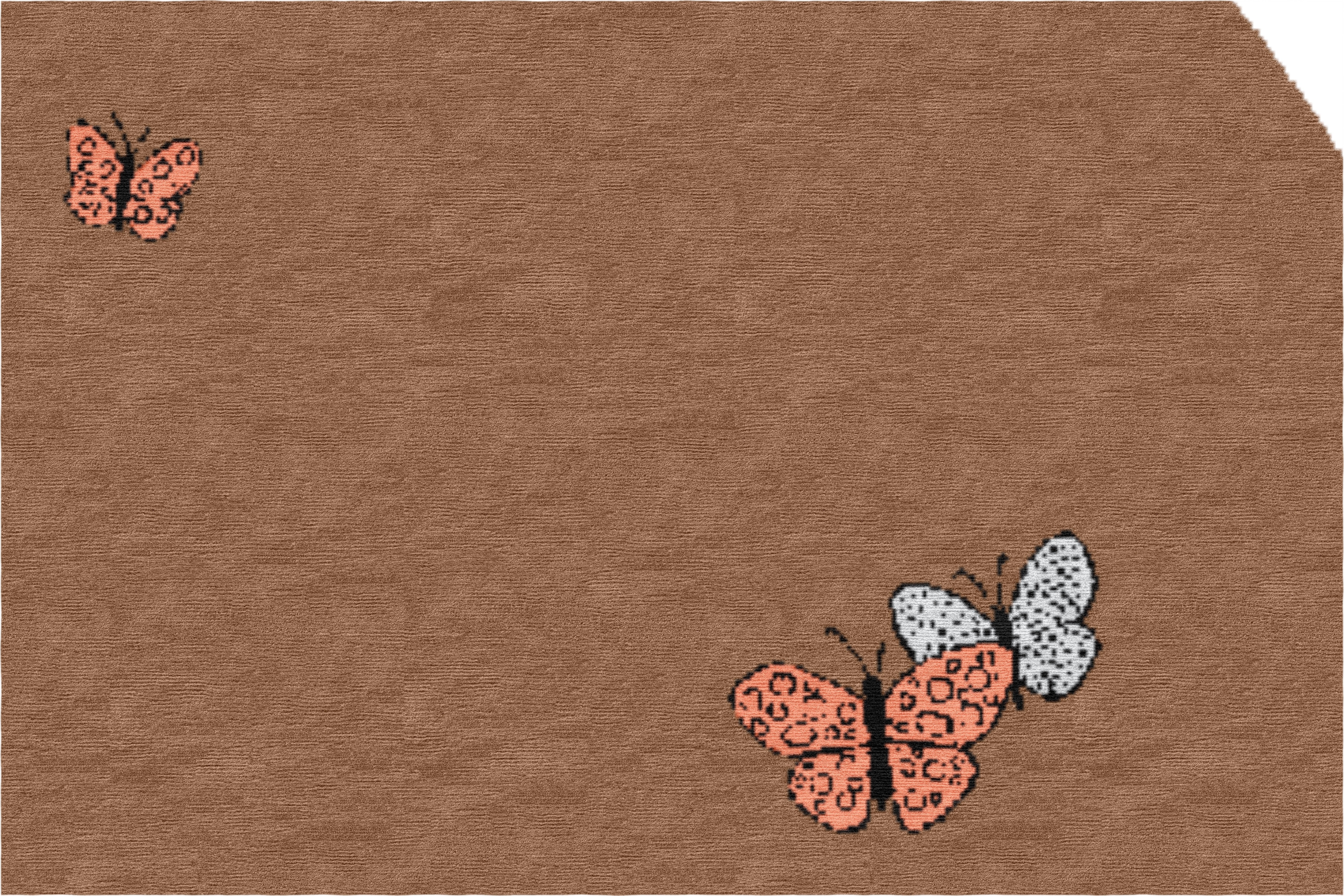 "Spirit in the Sky" - Light Brown Round Butterfly Rug in Wool - image 4