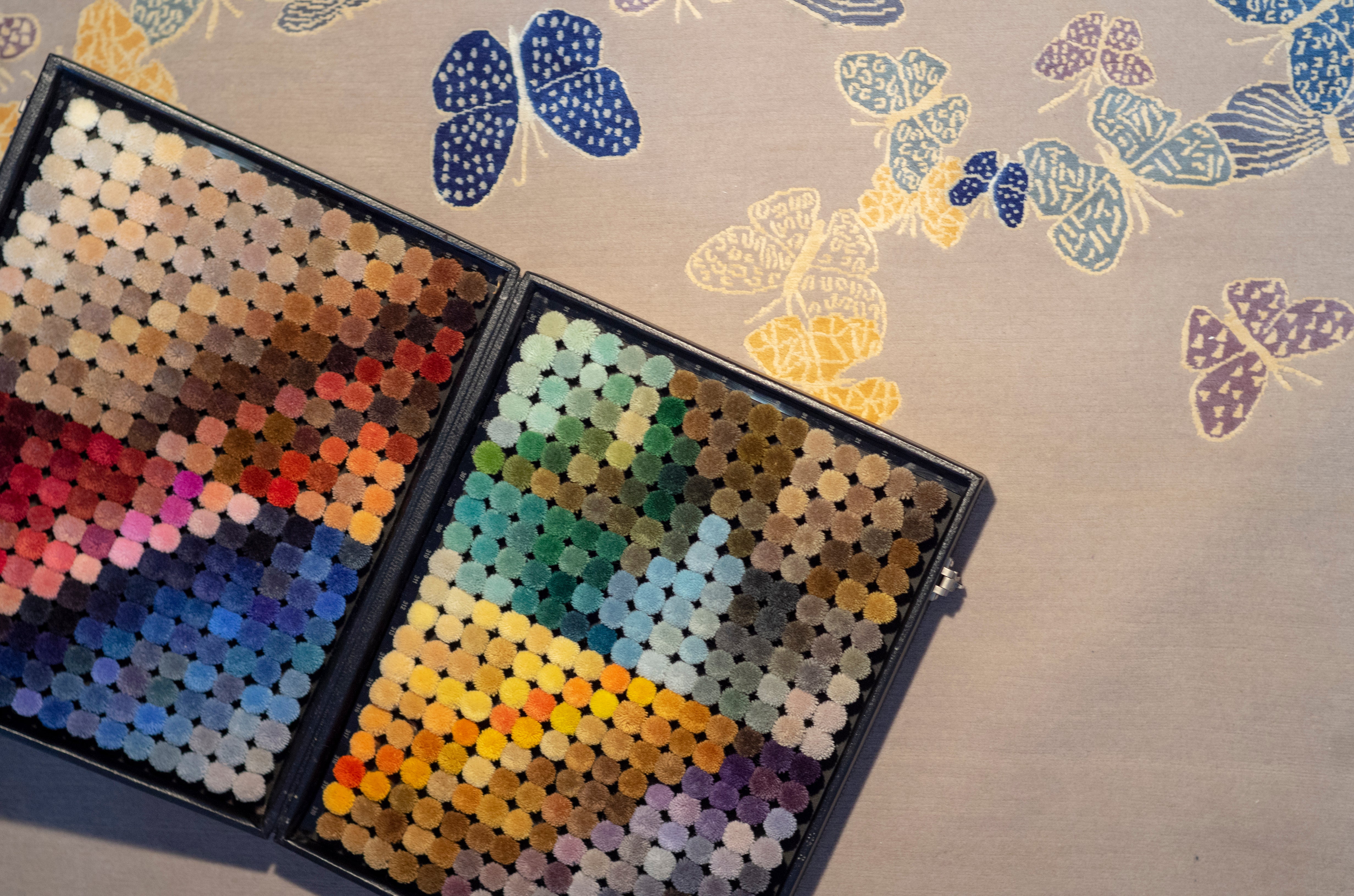 "Spirit in the Sky" - Beige Butterfly Rug in Wool and Silk - image 11