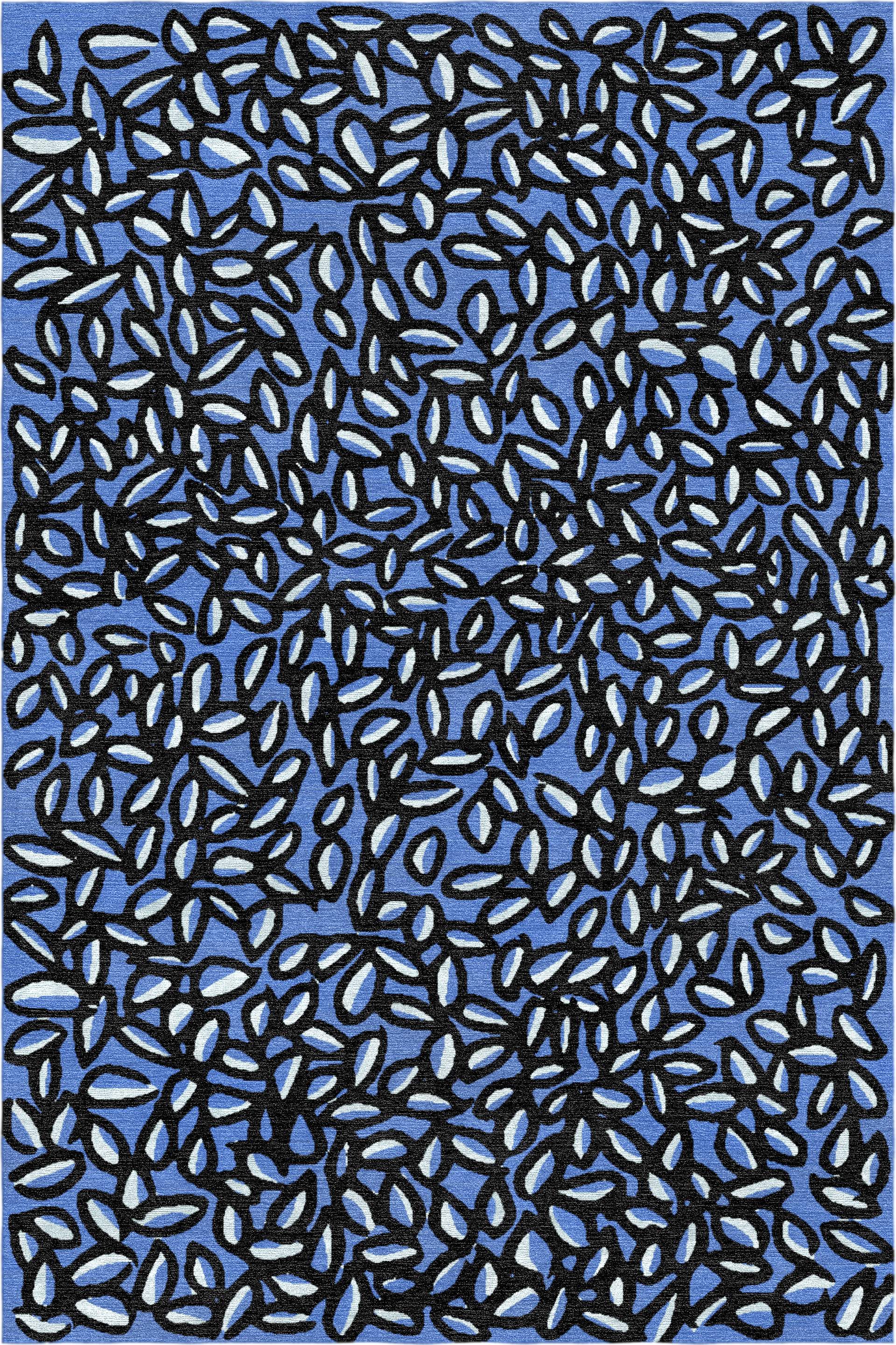 "Azure Garden" - Handmade Nepalese Wool Rug, Secret Gardens