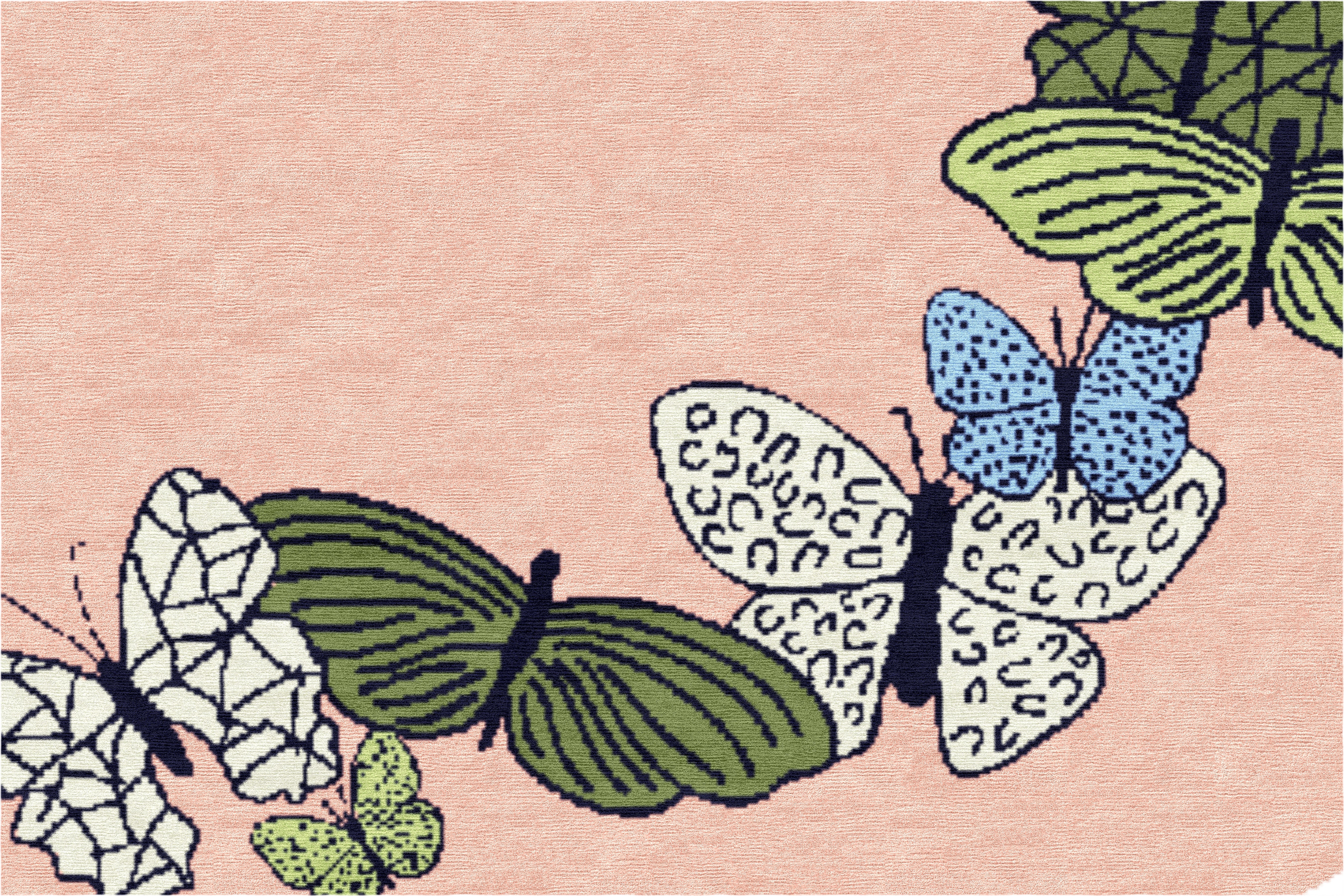"Spirit in the Sky" - Peach Round Butterfly Rug in Wool and - image 2