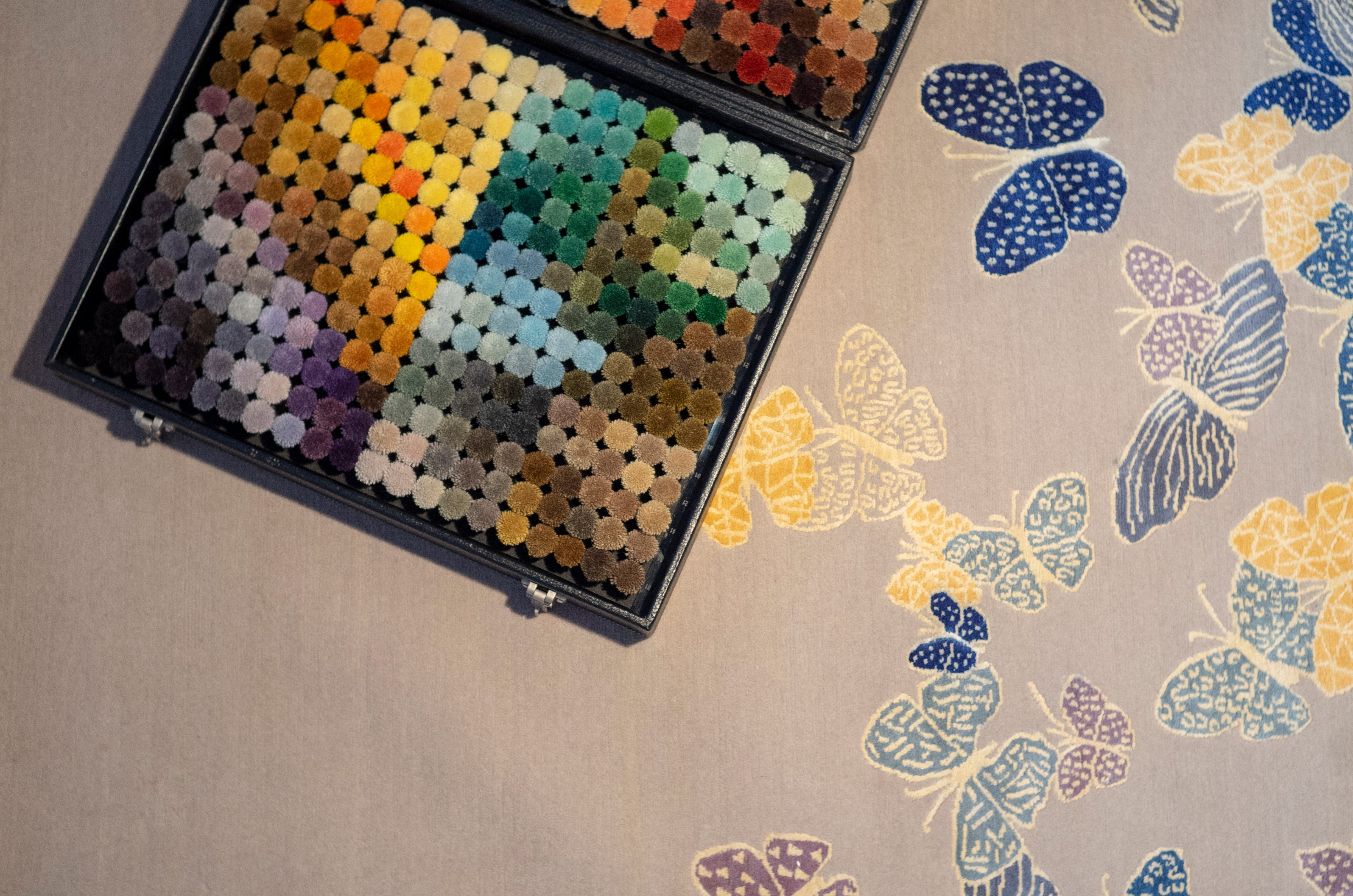 "Spirit in the Sky" - Beige Butterfly Rug in Wool and Silk - image 3