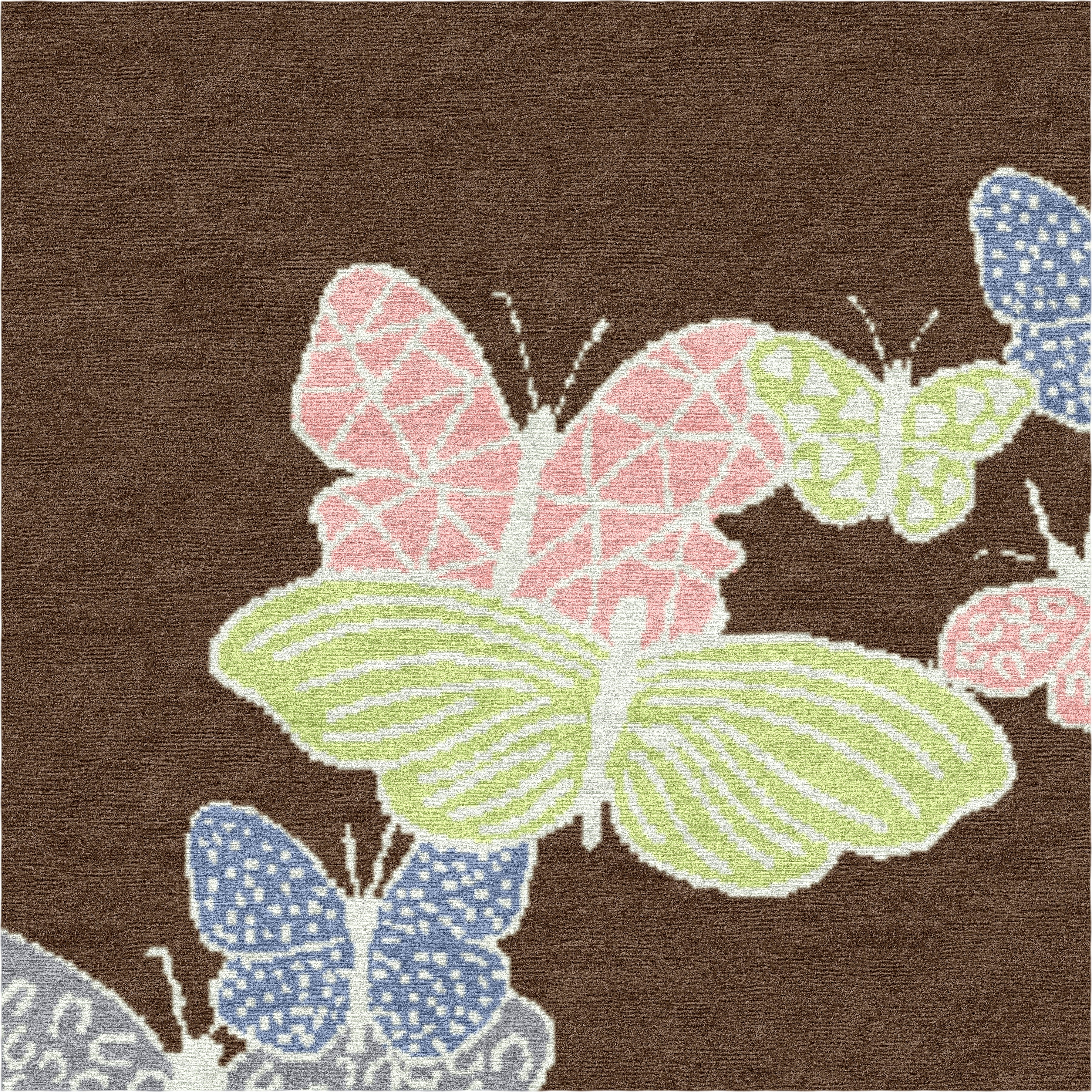 "Spirit in the Night Sky" - Dark Brown Round Butterfly Rug in - image 4