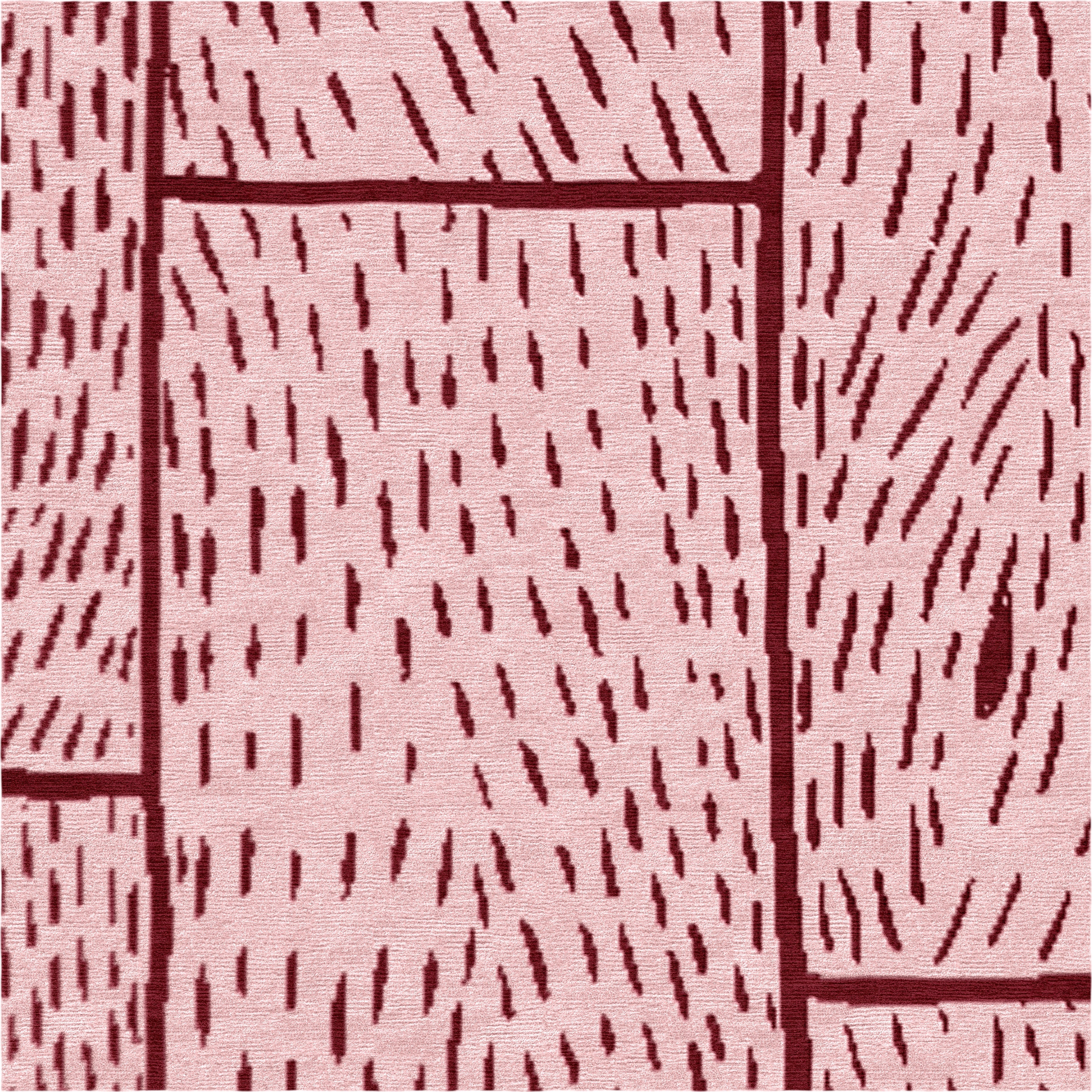 Wood Planks - Pink Handmade Wool and Silk Rug, Secret Gardens - image 2