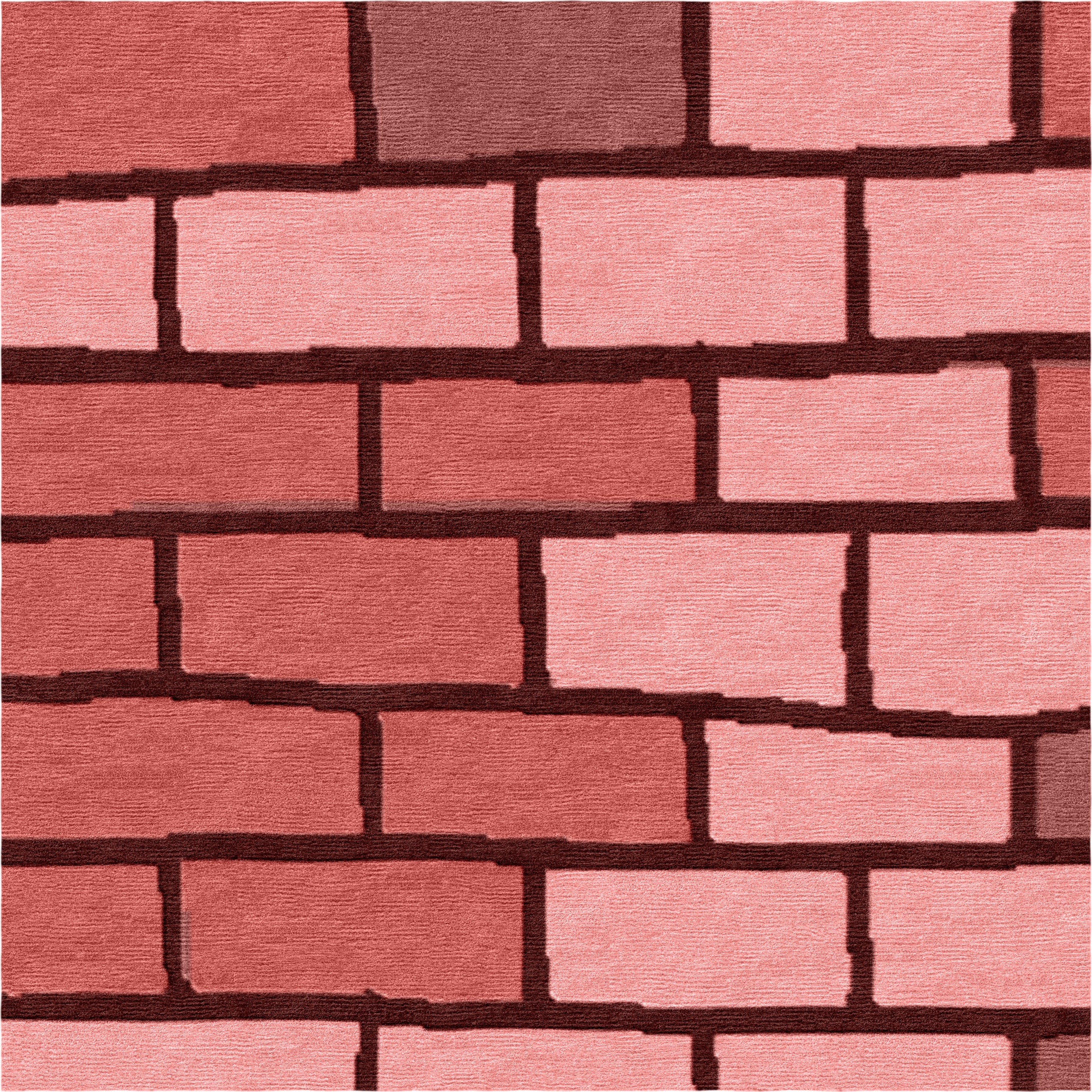 Brick Wall - Pink Handmade Nepalese Wool Rug, Secret Gardens - image 3