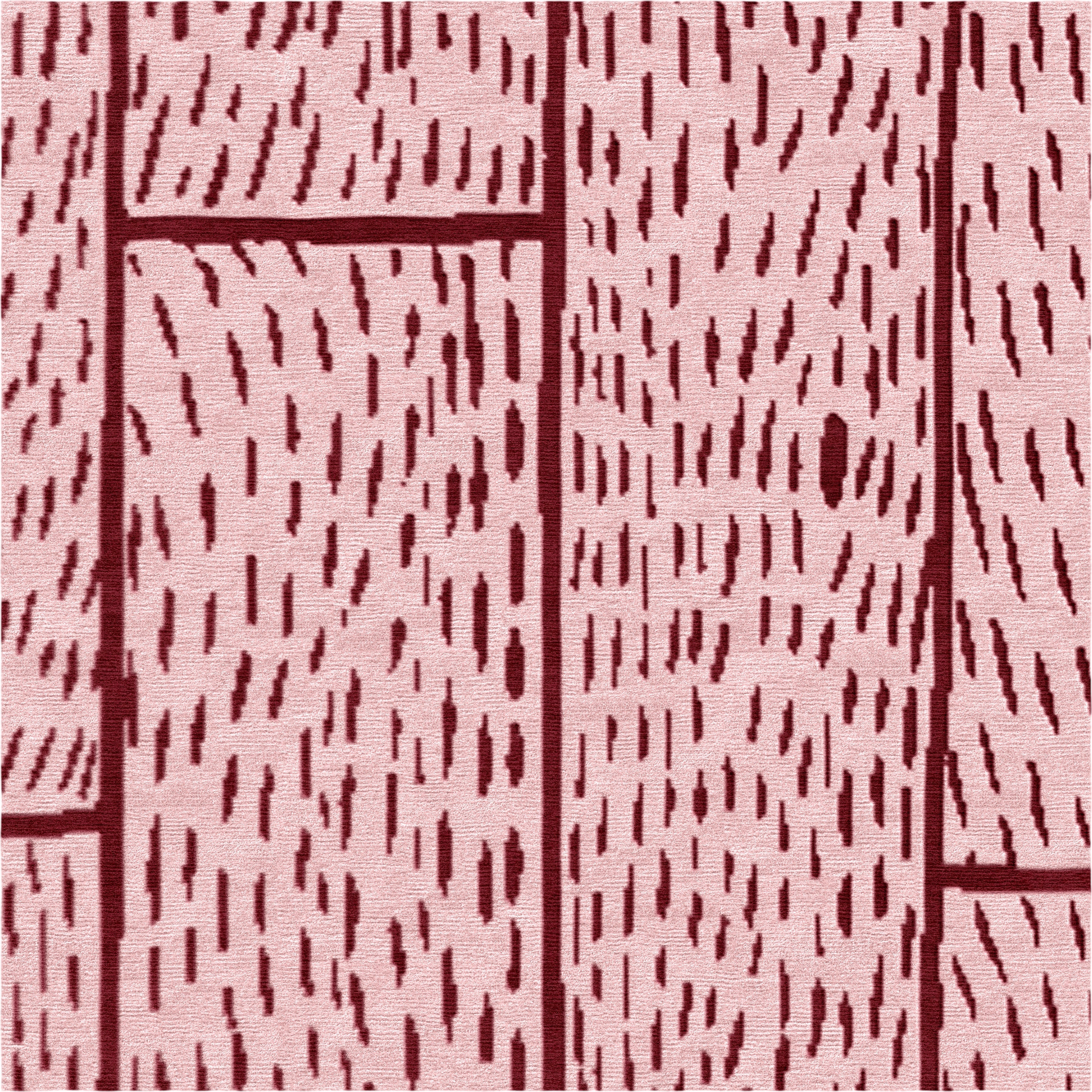 Wood Planks - Pink Handmade Wool and Silk Rug, Secret Gardens - image 3