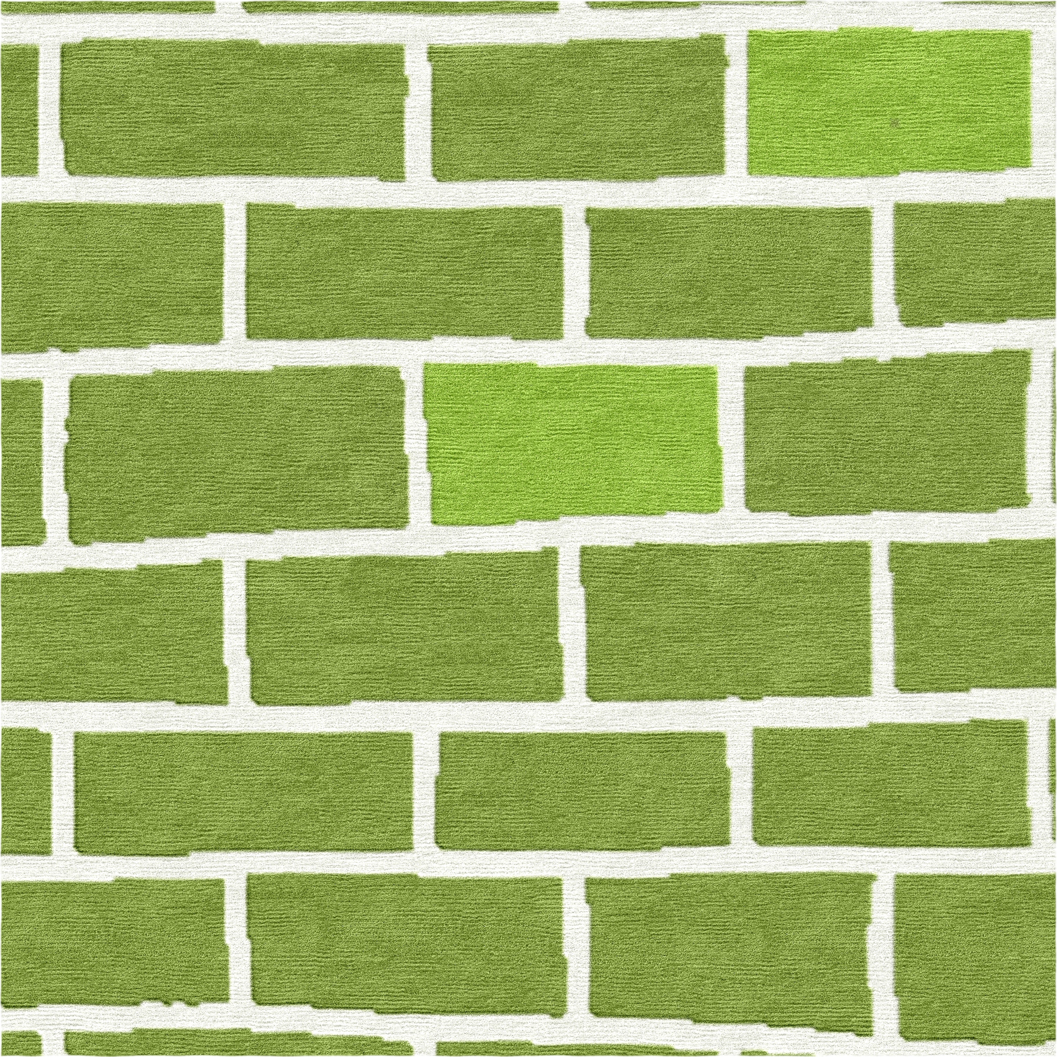 Brick Wall - Lime Green Handmade Nepalese Wool Rug, Secret - image 2
