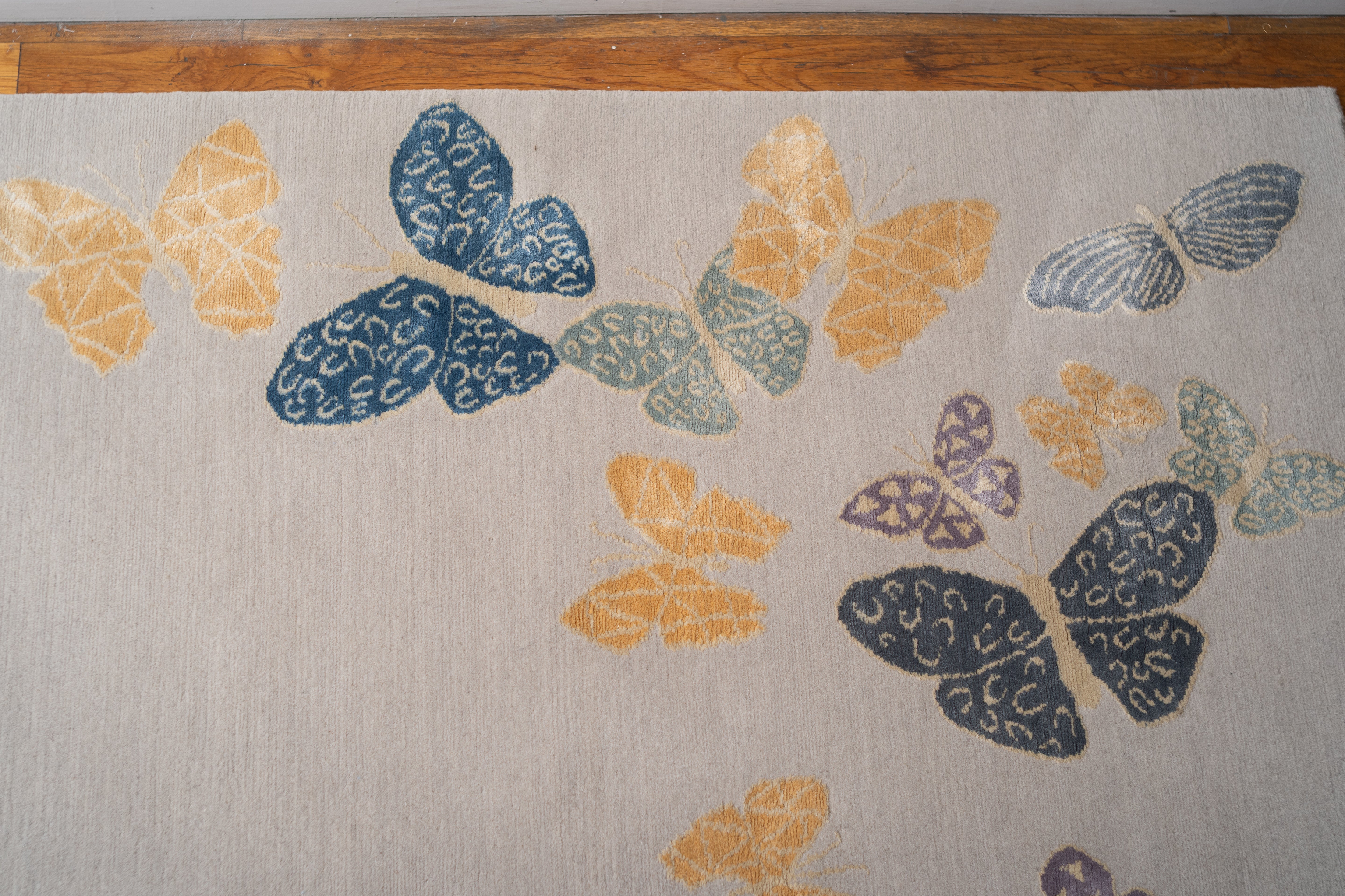 "Spirit in the Sky" - Beige Large Butterfly Rug in Wool and - image 3