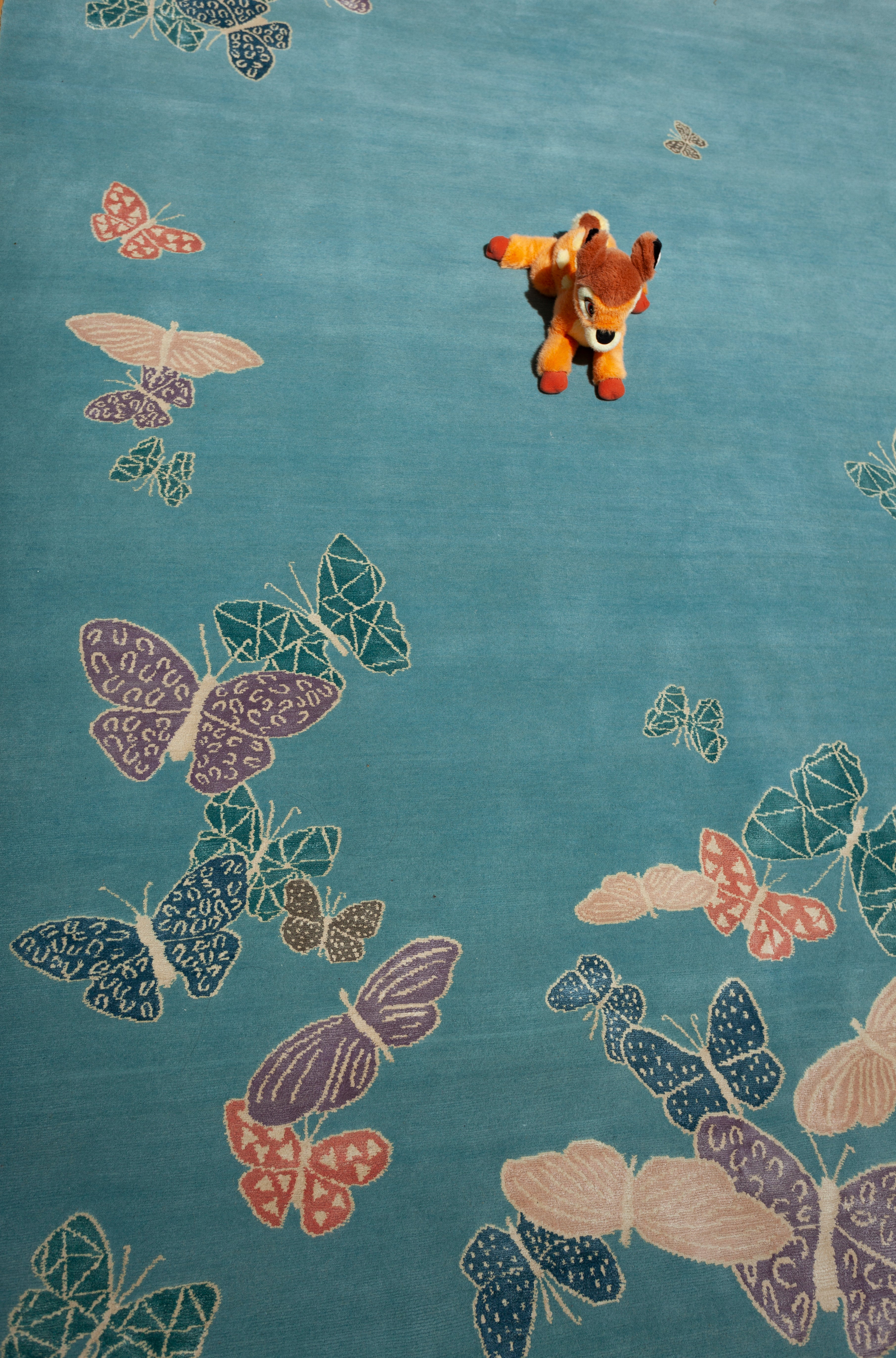 "Spirit in the Sky" - Aqua Butterfly Rug in Wool and Silk - image 5