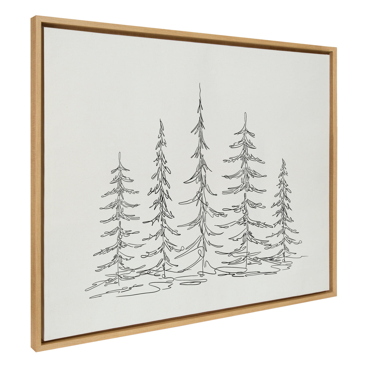 Sylvie Minimalist Evergreen Trees Sketch Framed Canvas by The Creative Bunch Studio