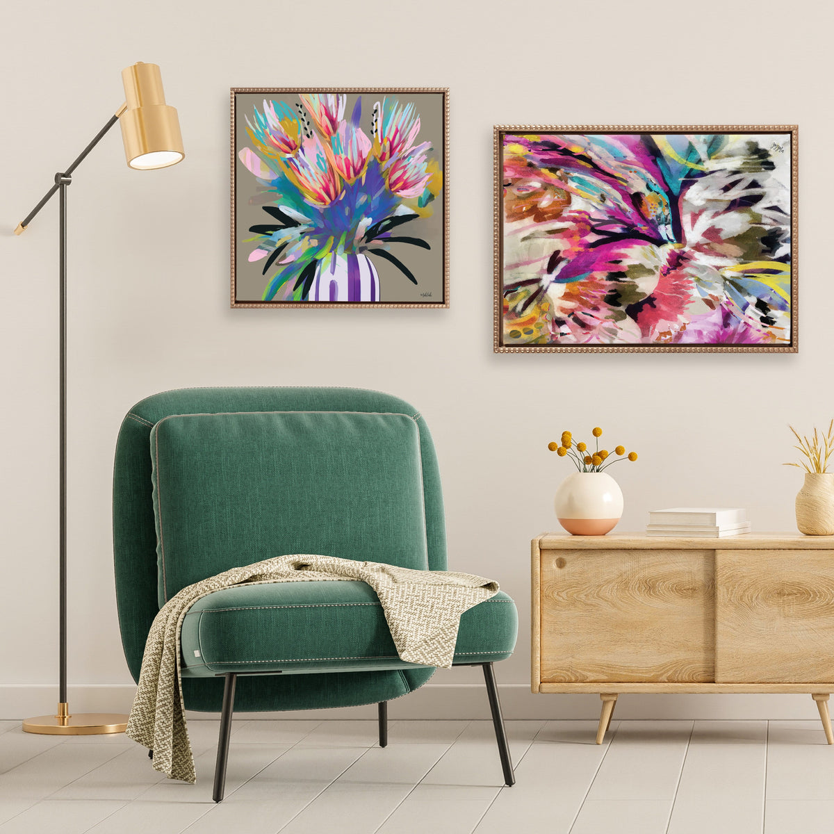 Sylvie Beaded Amaze Framed Canvas by Inkheart Designs