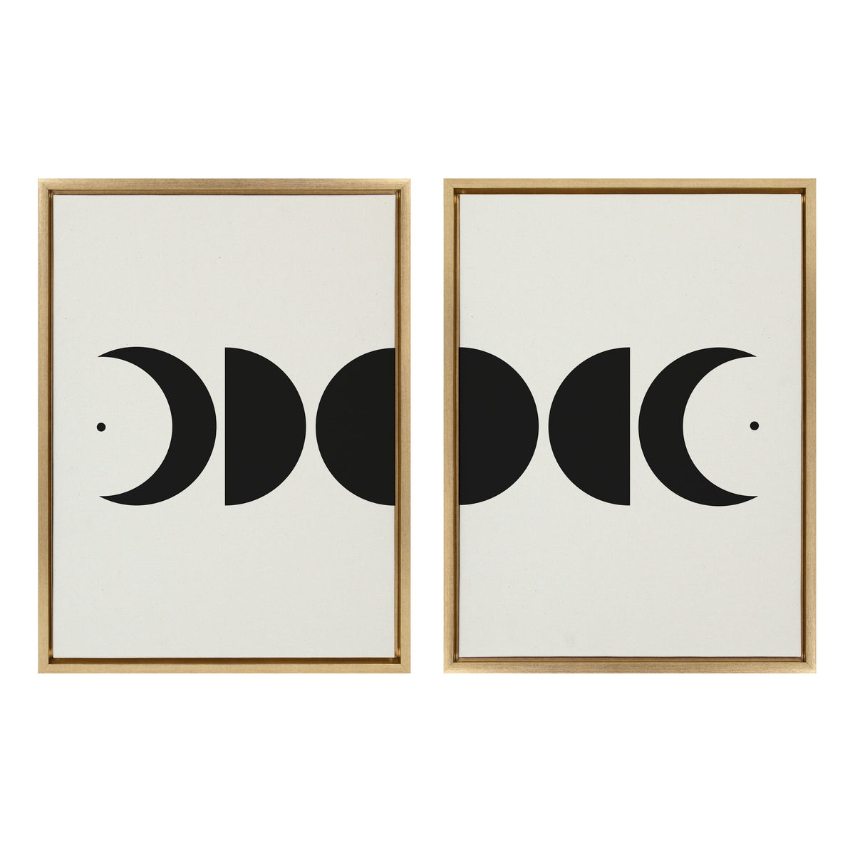 Sylvie Modern Geometric Moon Phases Framed Canvas Set by The Creative Bunch Studio