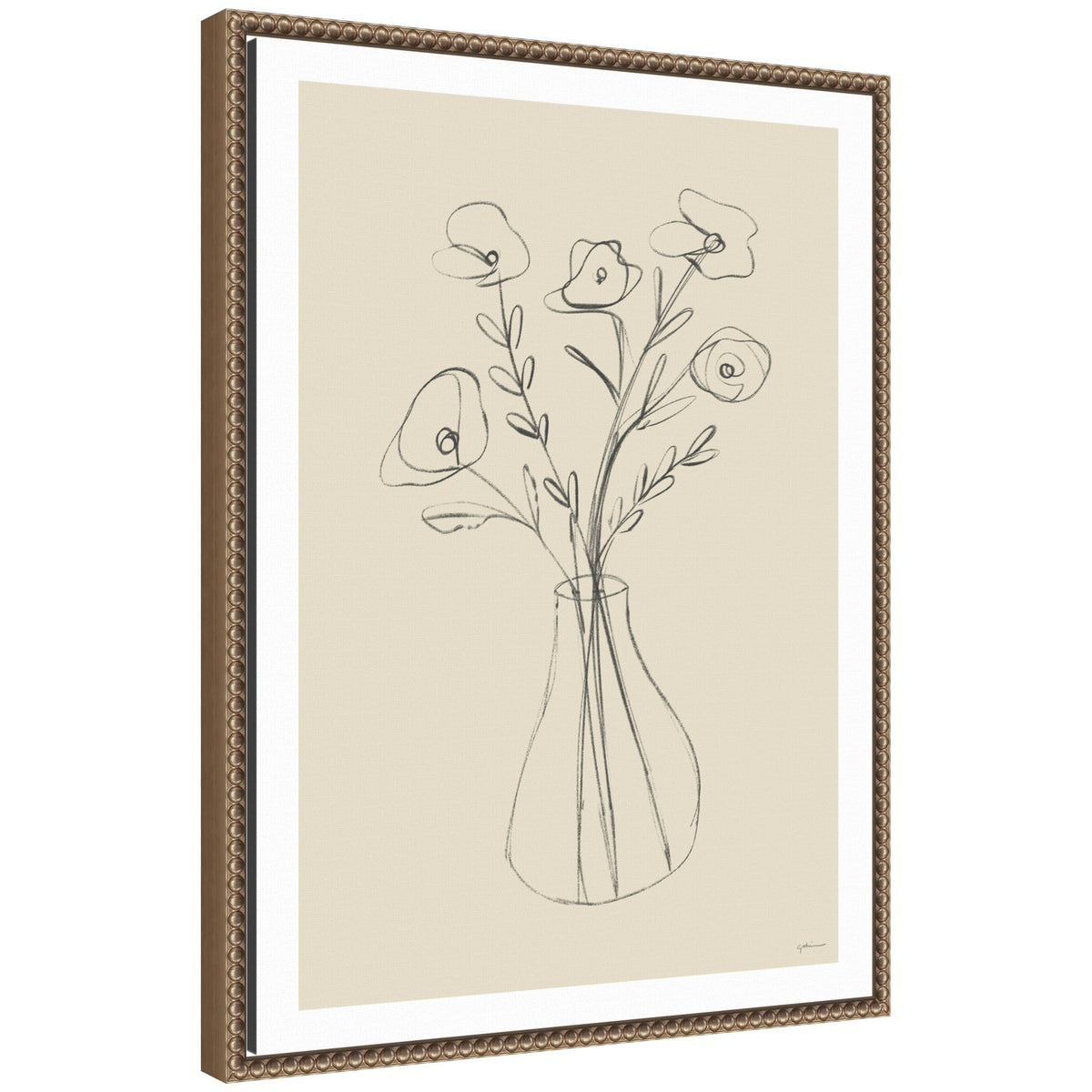 Floral Vase by Gabrielly Guedes Framed Canvas Wall Art Print