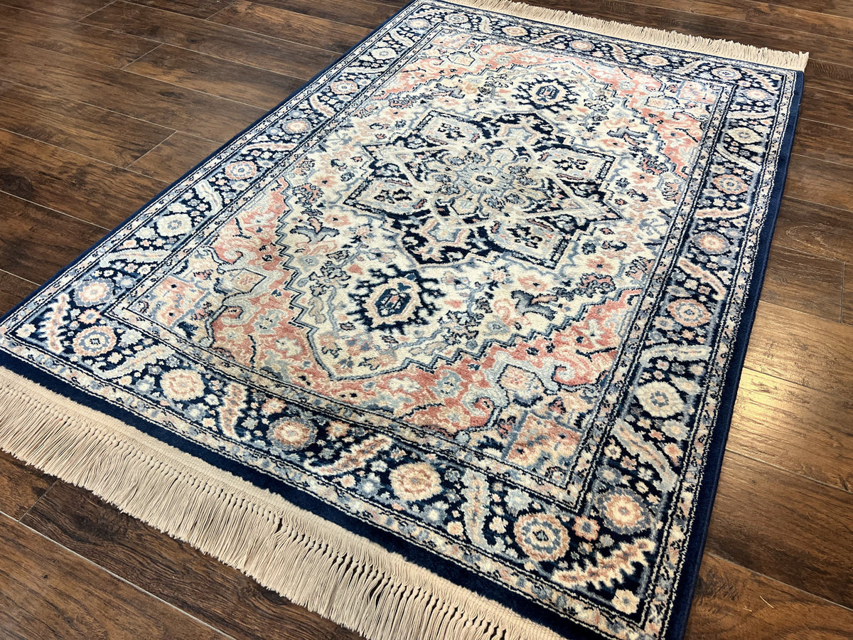 Karastan Blue Heriz Rug #748, Vintage Wool Karastan Carpet 4.3 x 6, Discontinued Original 700 Series Karastan Area Rug - Jewel Rugs, view 3