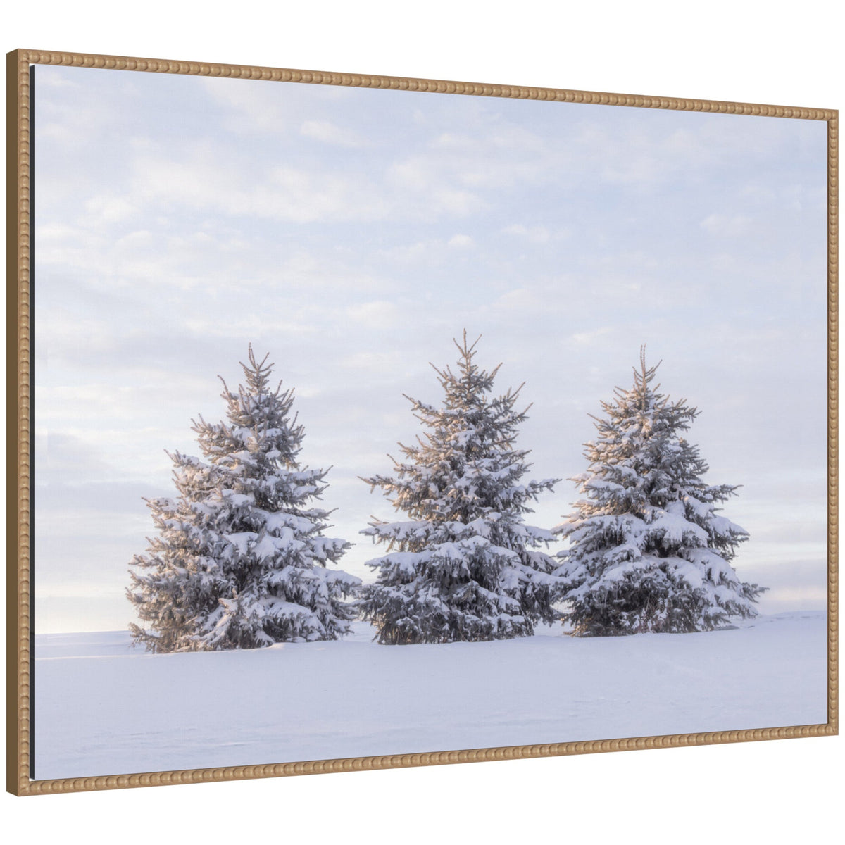 Sylvie Beaded Snowy Pine Trees Framed Canvas by Stephanie Klatt
