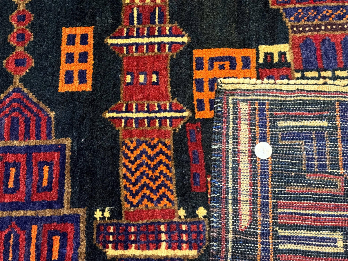 Balouch Rug 3x5, City Pictorial, Afghan Rug - Jewel Rugs, view 10