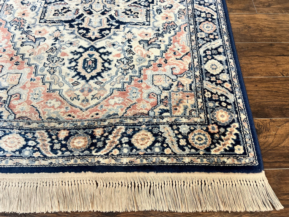 Karastan Blue Heriz Rug #748, Vintage Wool Karastan Carpet 4.3 x 6, Discontinued Original 700 Series Karastan Area Rug - Jewel Rugs, view 10