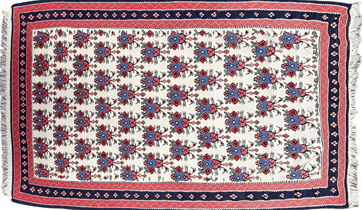 3x5 Vintage Kurdish Senneh Kilim Rug 3 x 5 Heirloom Rug Flatweave Antique Rug Playroom Rug Collectible Rug Beige Kilim - Jewel Rugs, view 2