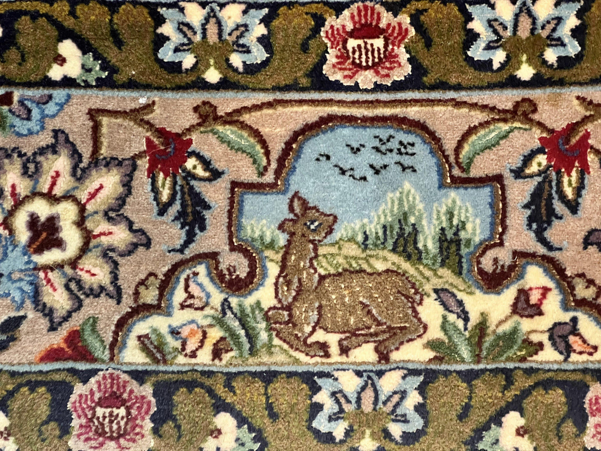 Marvelous Persian Isfahan Rug 3.7 x 5.6, Tree of Life and Animal Pictorials, Handmade Vintage Super Fine 600 KPSI, Kork Wool Silk Highlights, Rare - Jewel Rugs, view 13