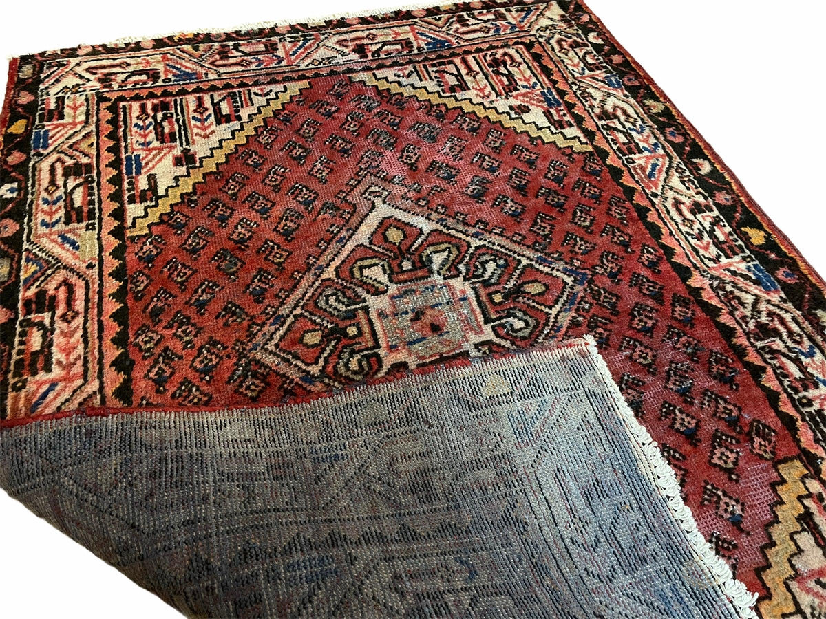 4x6 Antique Rug Handmade Wool Rug Organic Dyes Red Ivory Red Tribal Rug Boho Rug - Jewel Rugs, view 11