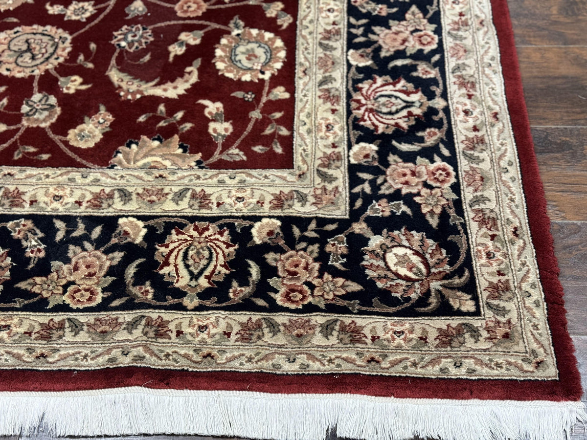 Maroon Persian Area Rug 8x10, Floral Allover, Pak Persian, Wool and Silk Highlights, Traditional Oriental Carpet - Jewel Rugs, view 10