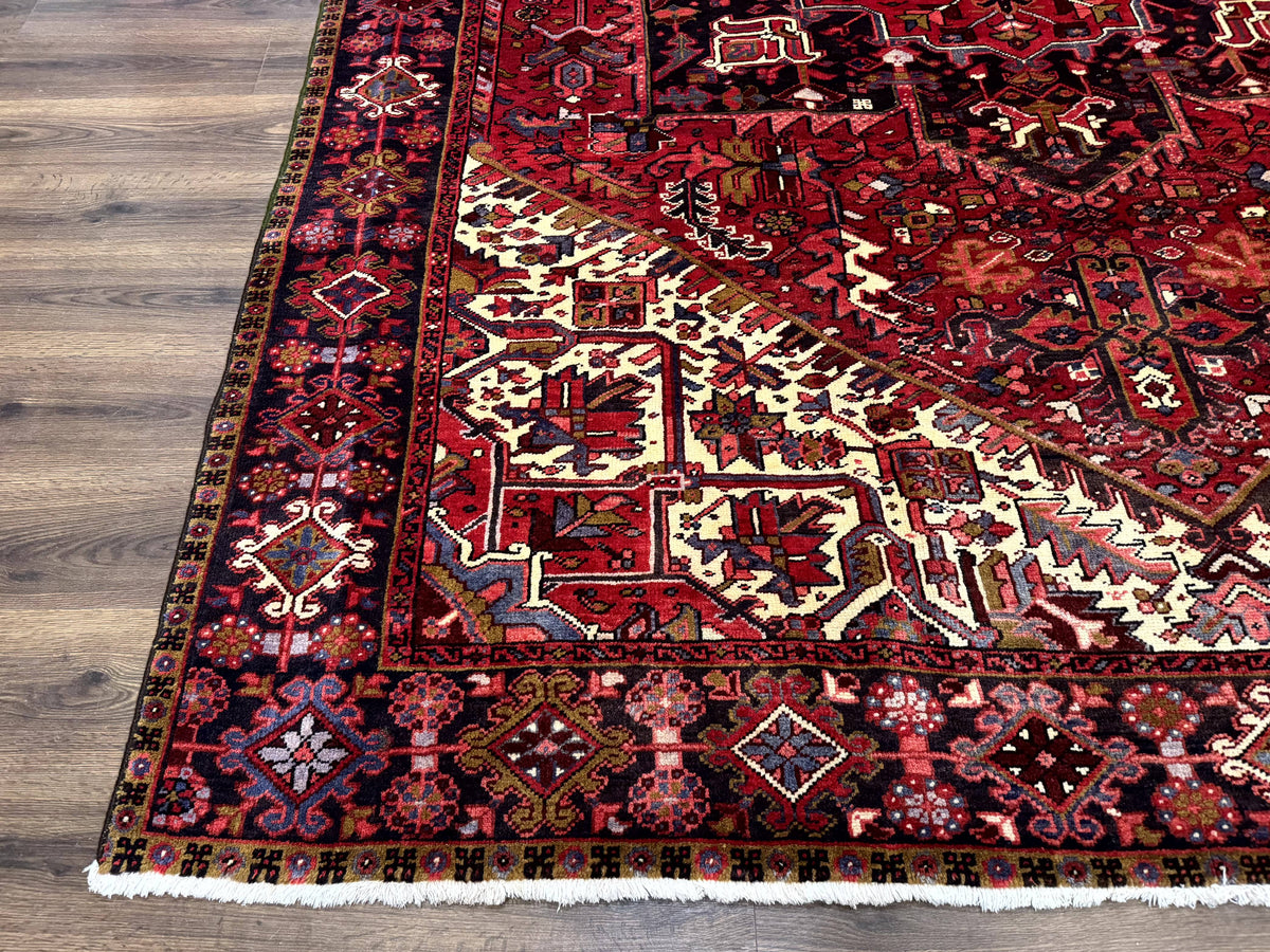 Persian Heriz Rug 8x11, Geometric Design, Red & Cream - Jewel Rugs, view 9