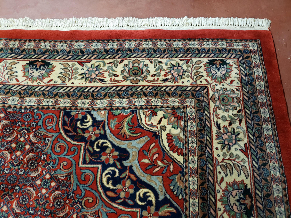 Indian Rug 9x12 Red Indo Bidjar Rug 9x12 Vintage Rug Allover Pattern Medallion Rug Wool Rug Nice Persian Design - Jewel Rugs, view 6