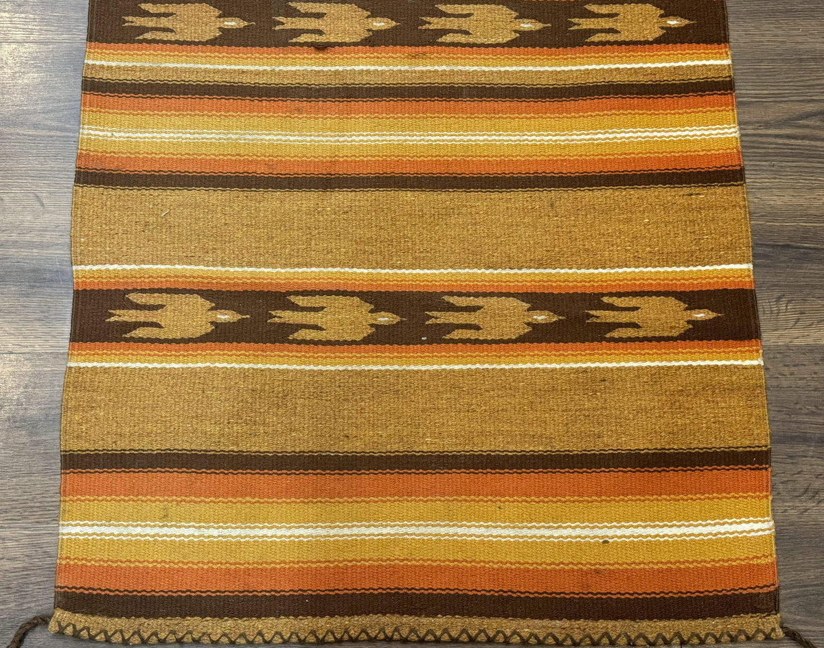 South American Rug Blanket 2.7 x 5.6, Wool, Handmade, Navajo Design, Orange Brown - Jewel Rugs, view 6