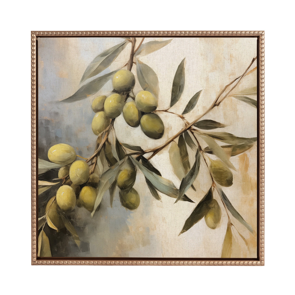 Sylvie Beaded Olive Tree Framed Canvas by The Creative Bunch Studio