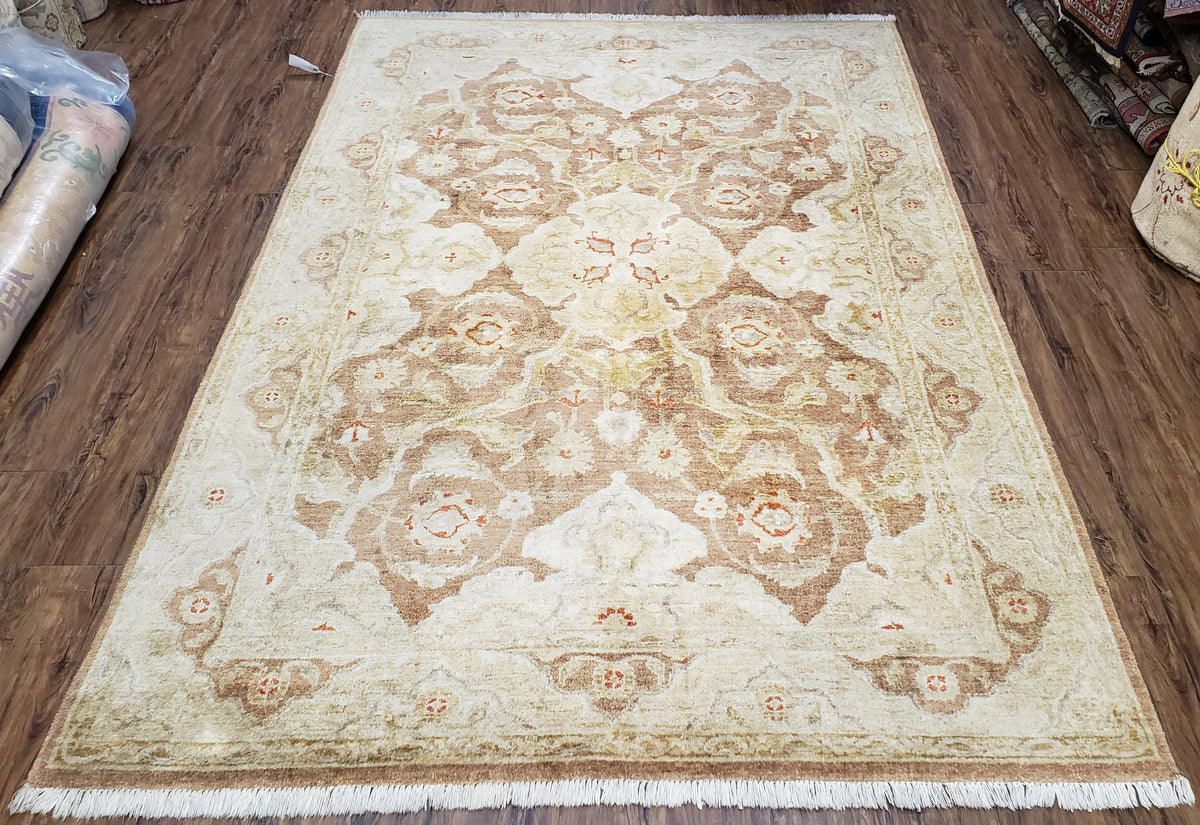6x9 Pakistani Peshawar Rug, Handmade Wool Carpet, Soft Neutral Colors Rug, Vintage Rug for Modern Home - Jewel Rugs, view 2