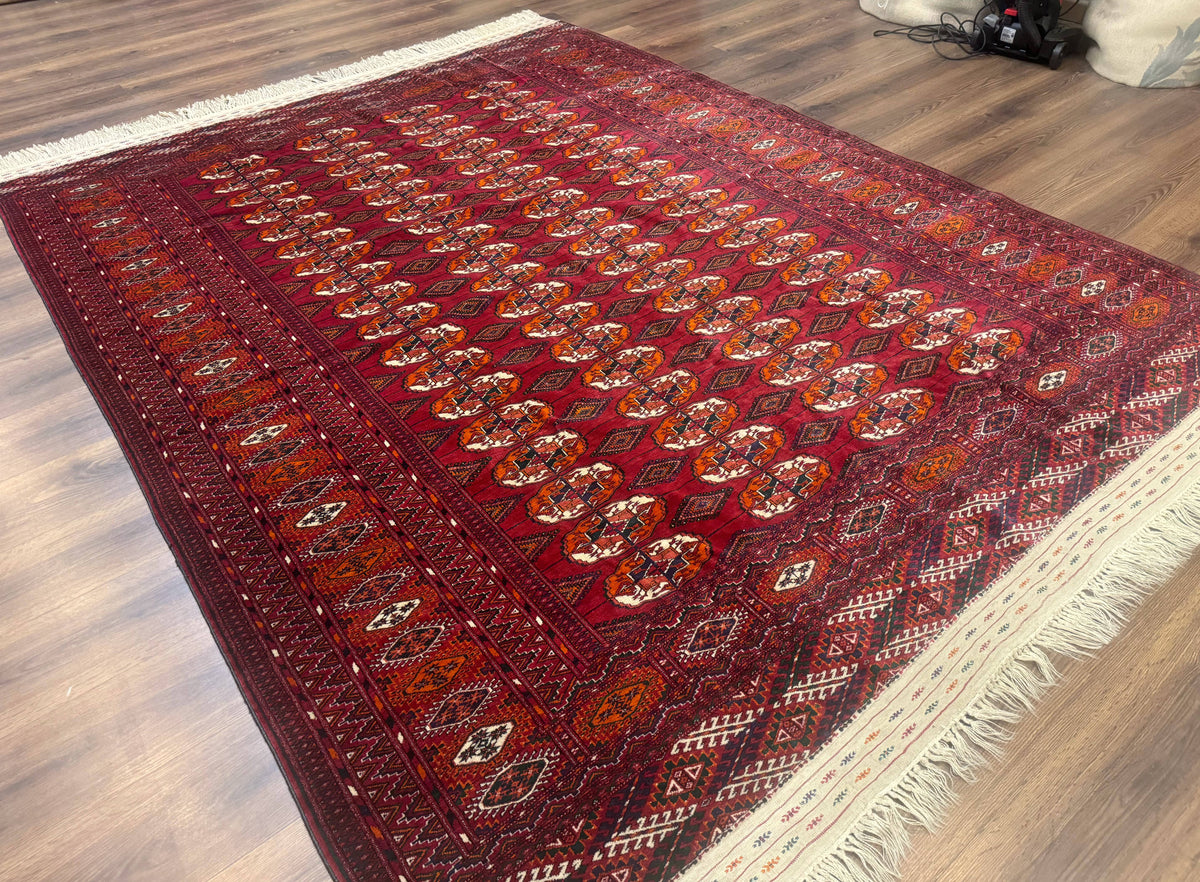 Persian Turkoman Rug 7x9, Red Tribal Carpet - Jewel Rugs, view 12