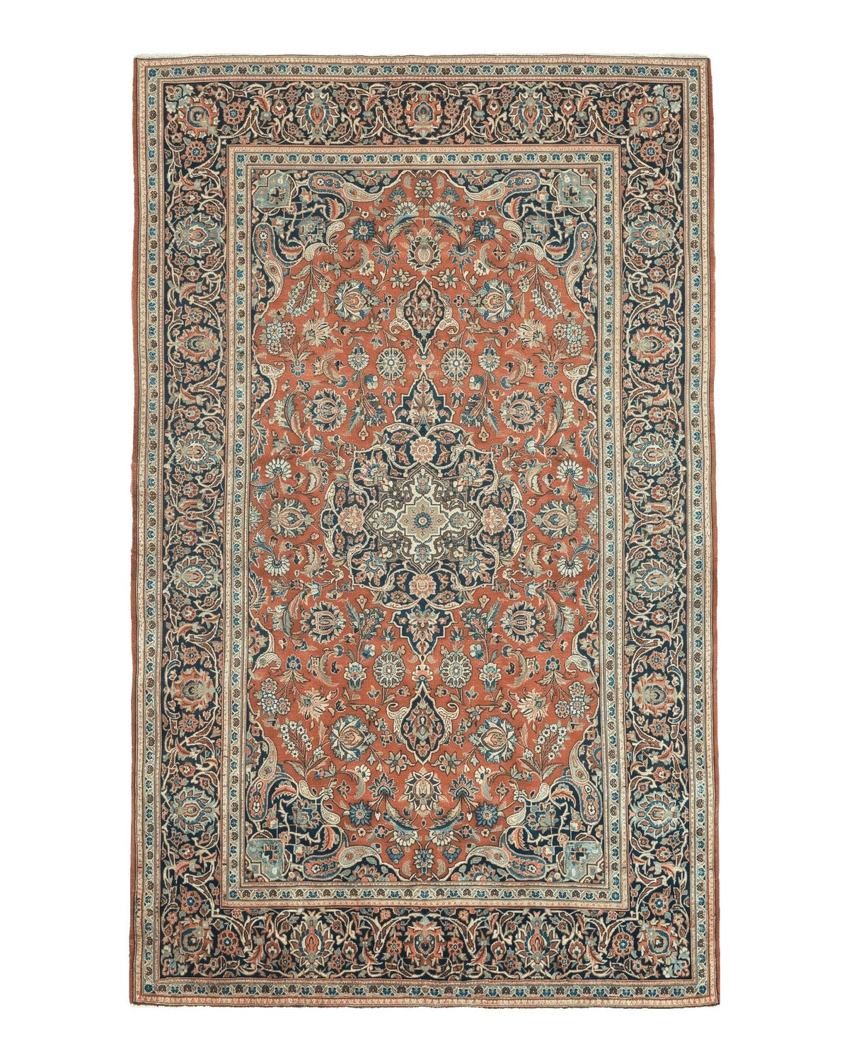 Persian Kashan Rug 4x7, Red, Floral Medallion, Vintage, Wool - Jewel Rugs