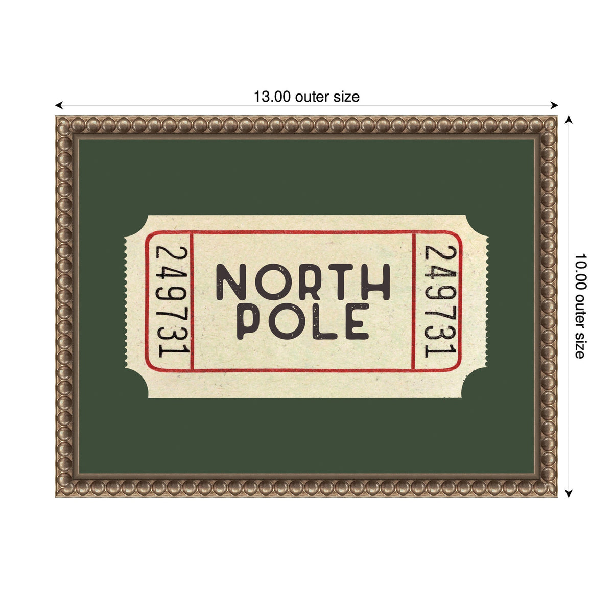 North Pole Green Ticket by Kikiandnim Framed Canvas Wall Art Print