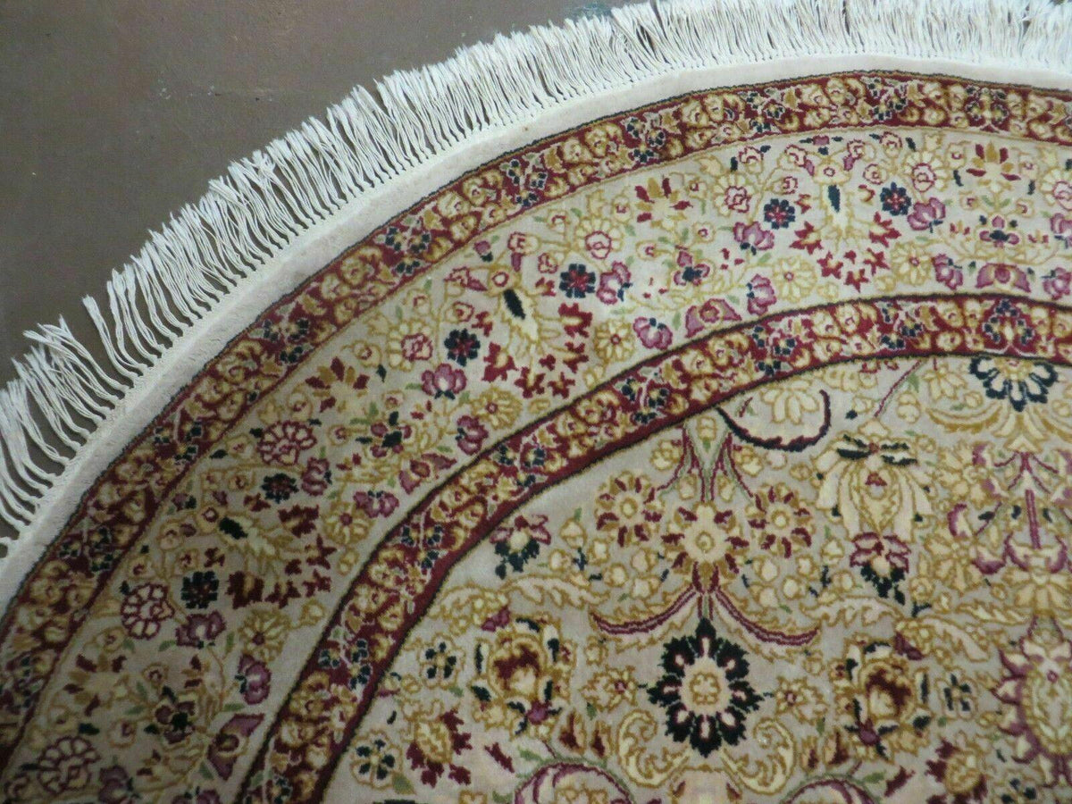 6' Handmade Fine Indian Wool Rug Carpet Round Silk Accent Beauty - Jewel Rugs, view 6