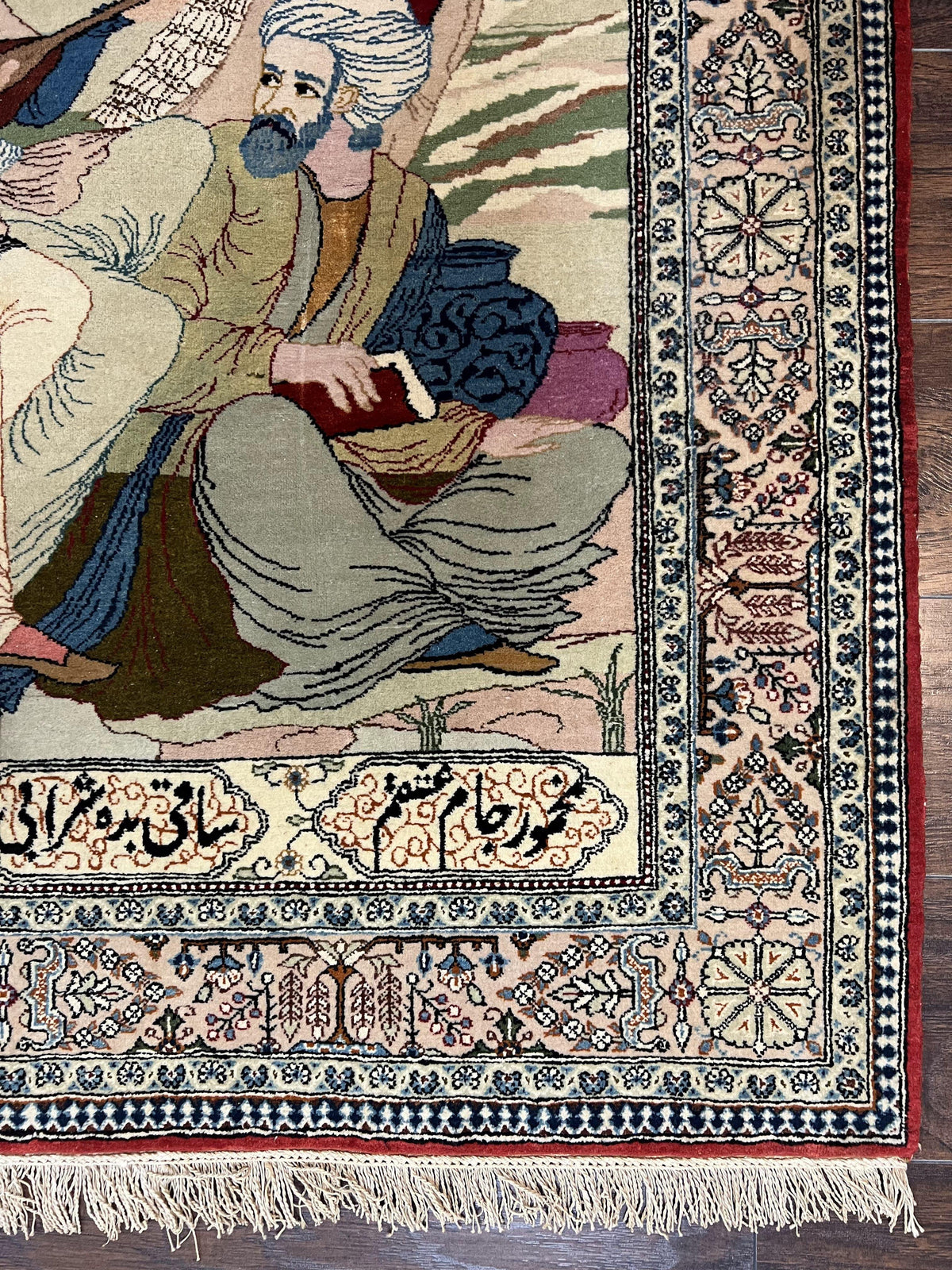Vintage Persian Qum Pictorial Rug 5x7 - Wool & Silk - Jewel Rugs, view 9