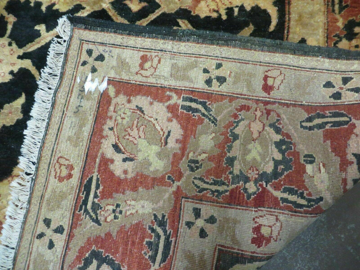 8' X 9' Handmade Pakistan Wool Cotton Rug Peshawar Black Floral Nice # 200C - Jewel Rugs, view 11
