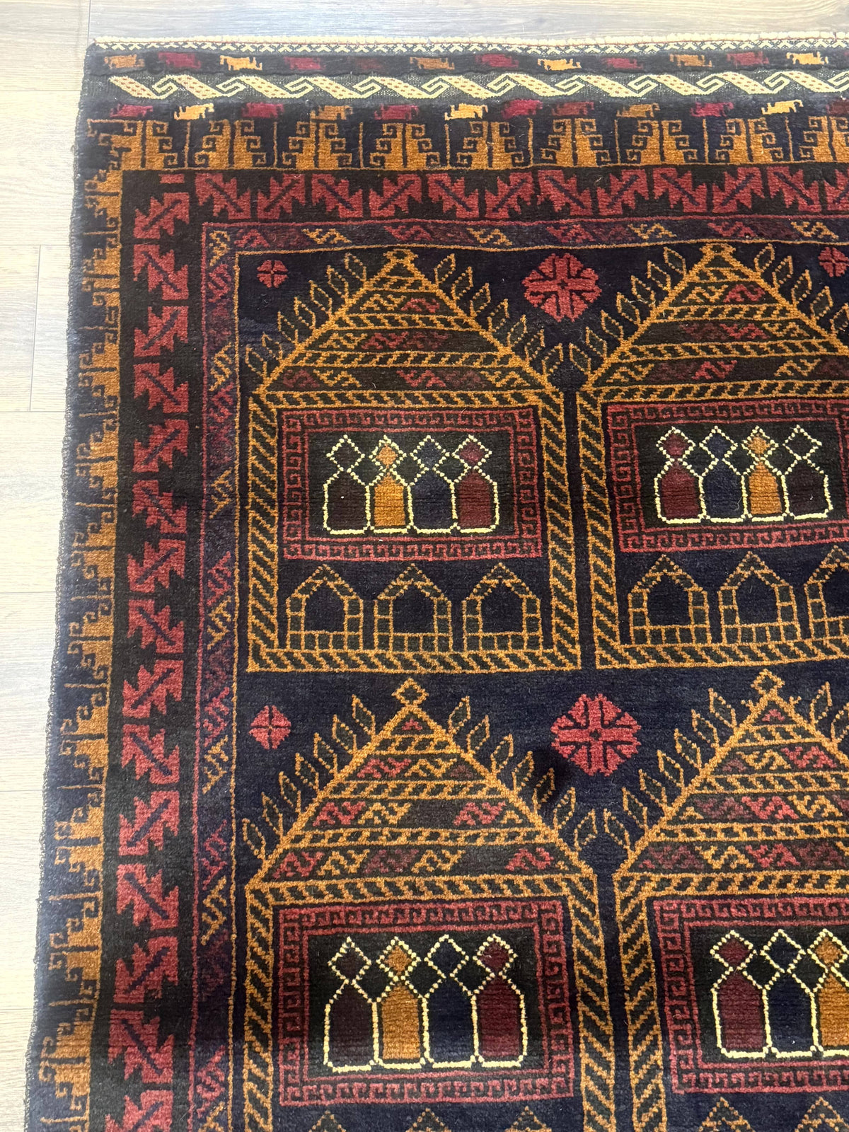 Afghan Rug 3x7, Navy Blue, Tribal Rug, Balouch Carpet, New - Jewel Rugs, view 6
