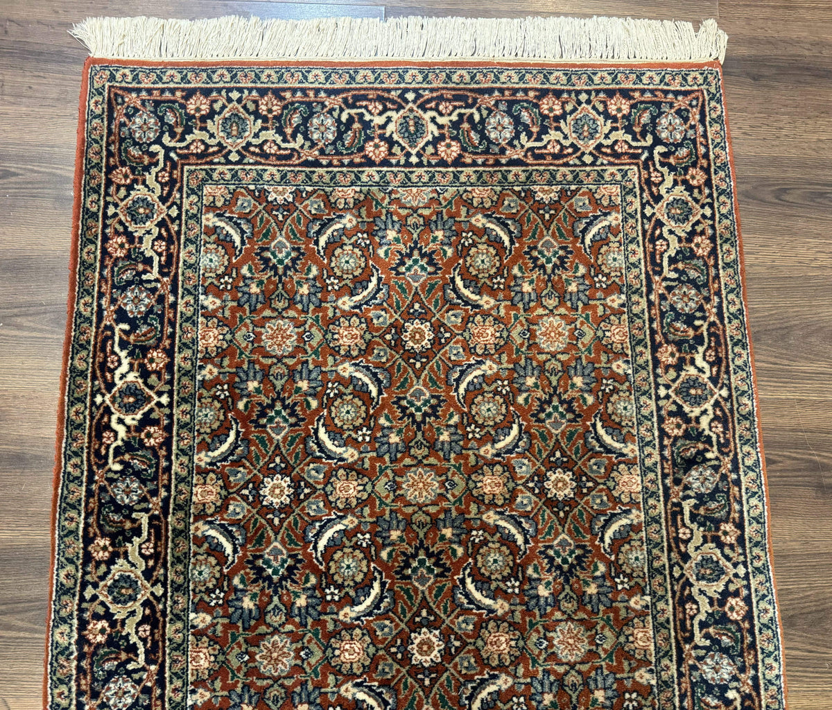 Indo Persian Bijar Rug 3x5, Red and Navy Blue, Allover Pattern, Fine Hand Knotted Wool Carpet - Jewel Rugs, view 4