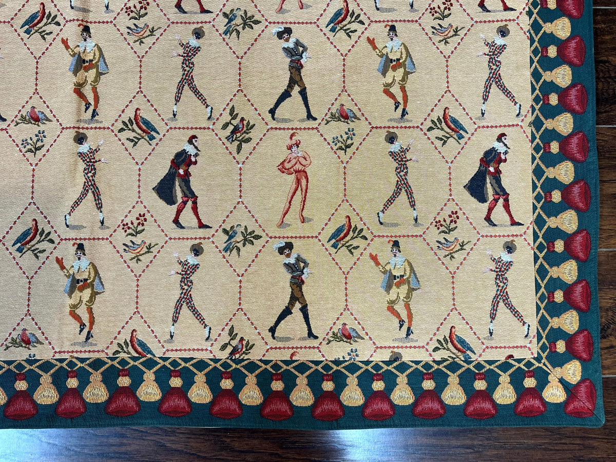 Square Tapestry 5x5, Wall Hanging, Human Pictorials, Court Jesters, Vintage - Jewel Rugs, view 13