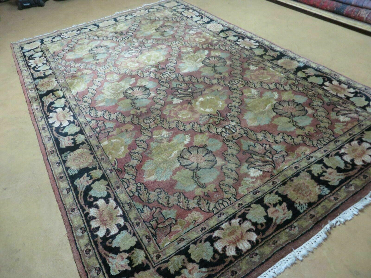 6' X 9' Handmade India Floral Oriental Wool Rug Carpet - Jewel Rugs, view 3