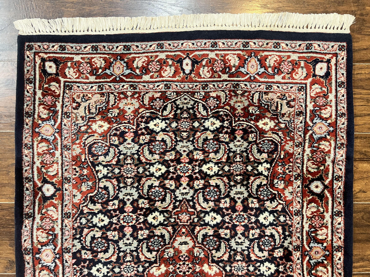 Indo Persian Rug 3x4, Herati Allover Pattern, Midnight Blue and Red, Small Vintage Handmade Wool Rug - Jewel Rugs, view 4