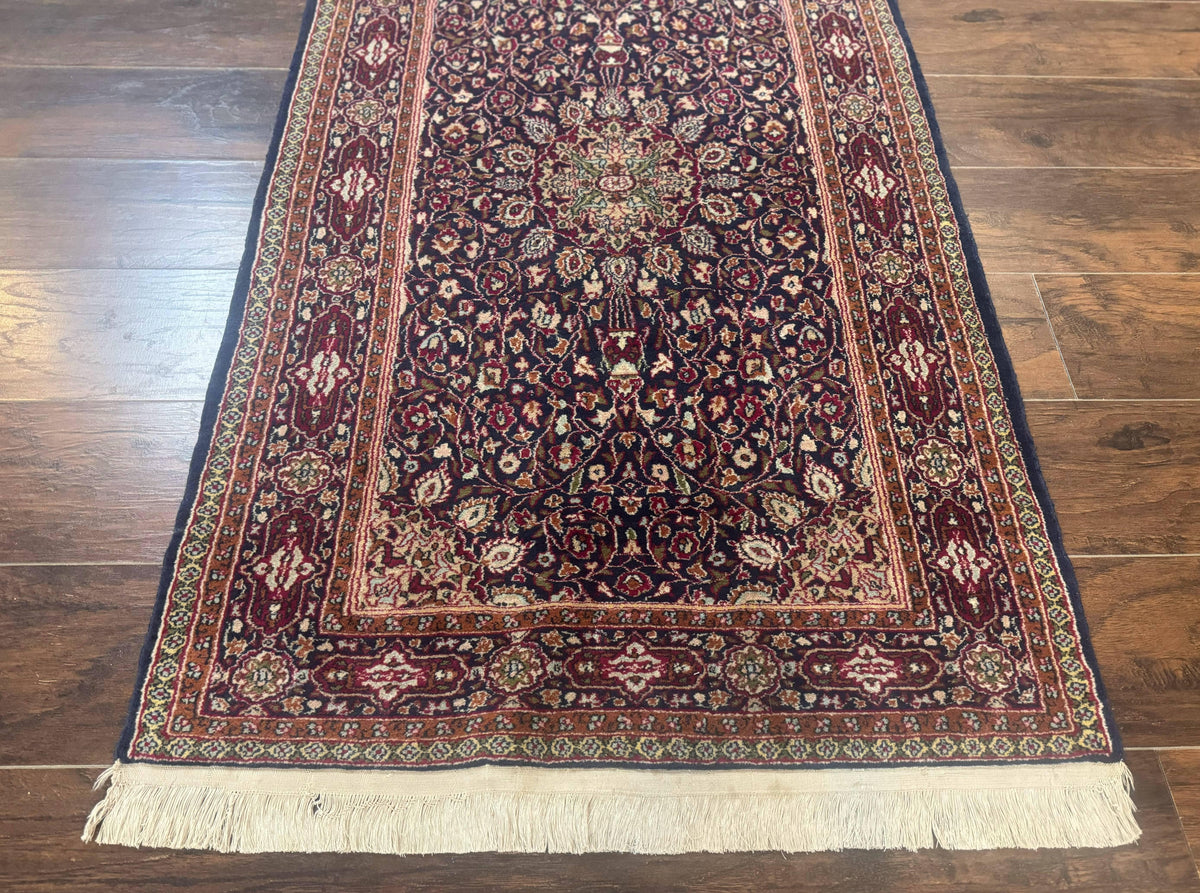 Indo Kashmiri Rug 3x5, Navy Blue, Very Fine 400 KPSI, Pair B - Jewel Rugs, view 6