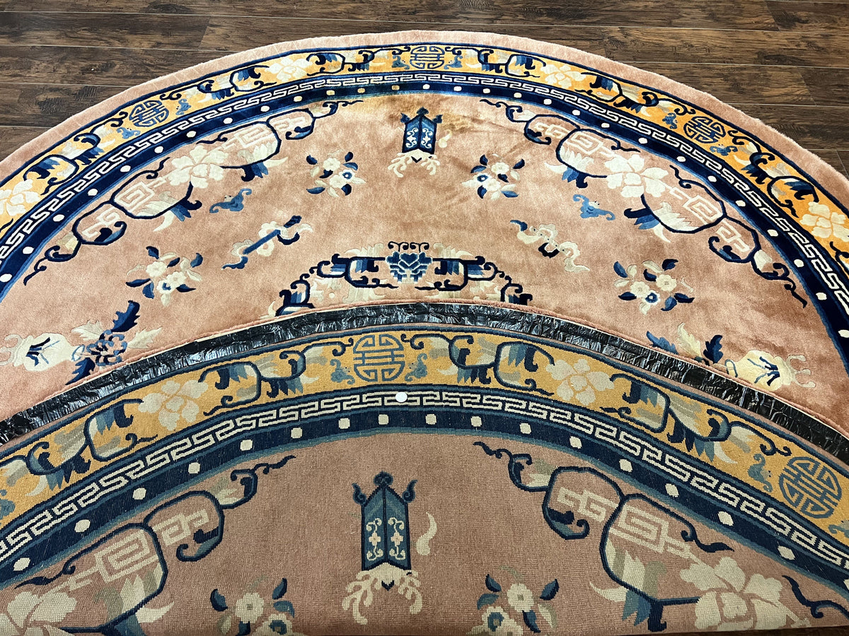 Antique Round Chinese Wool Rug 8x8, Chinese Peking Carpet, Asian Oriental Carpet 8 x 8 ft, Chinese Art Deco Rug, Nichols Rug - Jewel Rugs, view 11