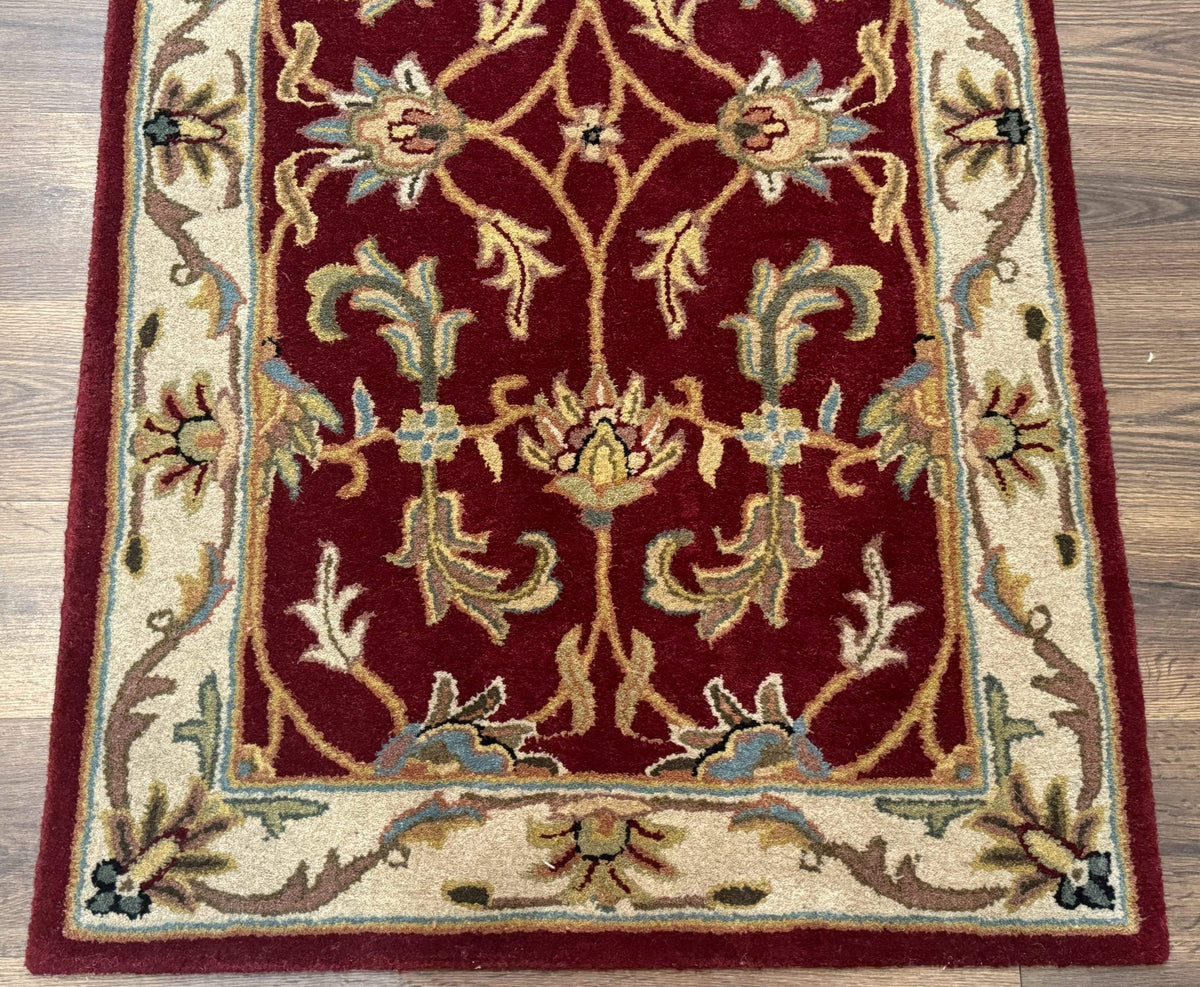 Small Floral Wool Rug 3x5, Safavieh Heritage Collection, Dark Red, Pair B - Jewel Rugs, view 6