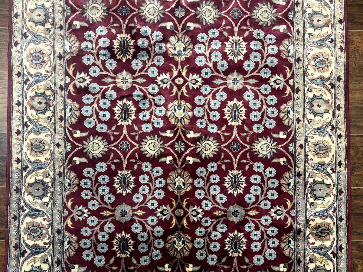 Pak Persian Rug 4x6, Floral Allover, Vintage Wool Carpet, Plum and Ivory - Jewel Rugs, view 5