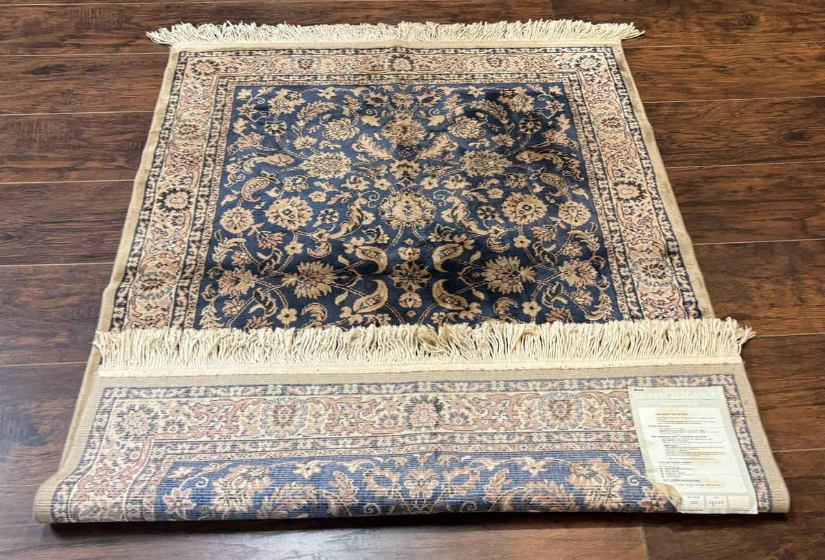 Vintage Art Silk Rug 3x4, Traditional Oriental Persian Design Rug, Belgium Power Loomed Rug, Navy Blue - Jewel Rugs, view 12